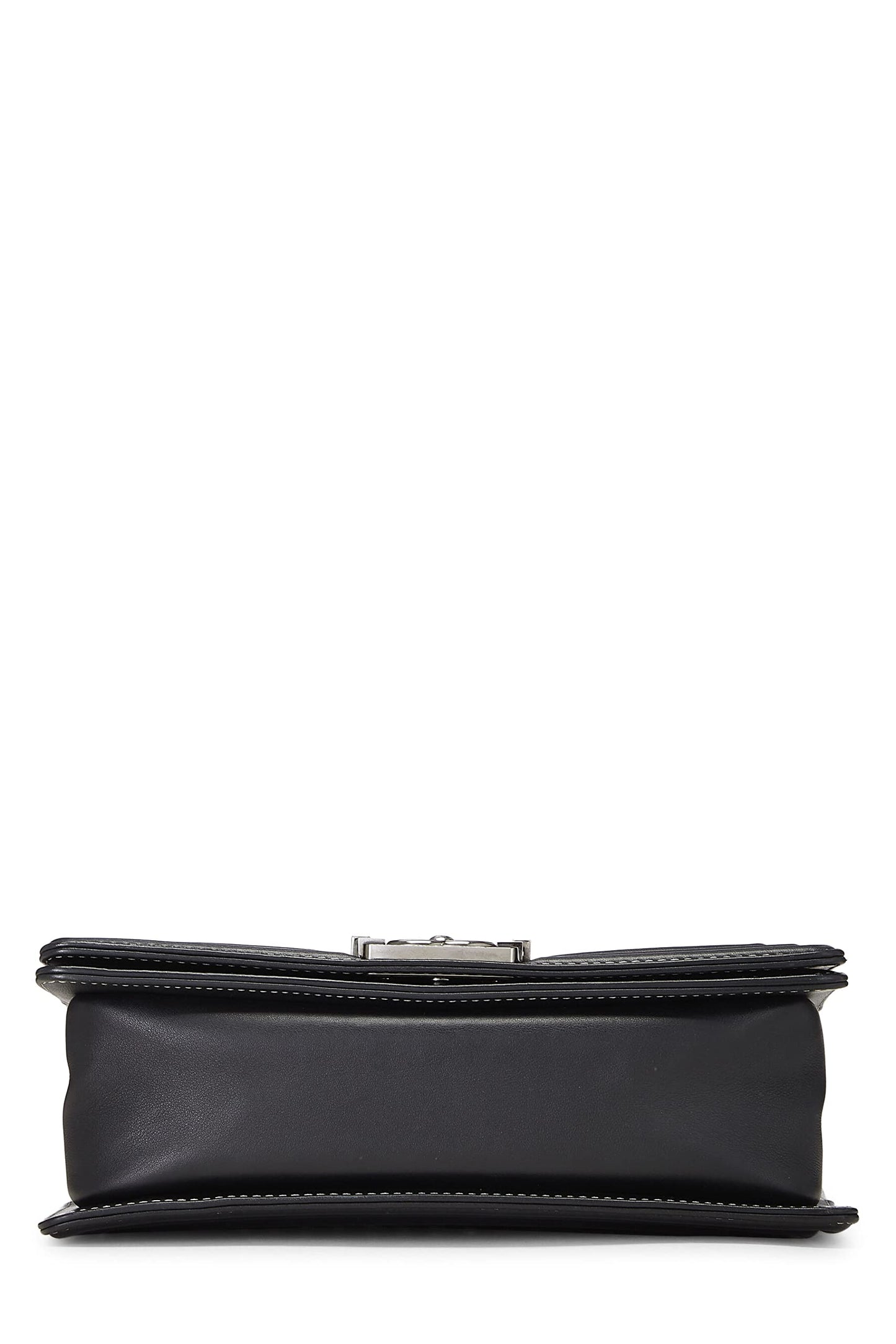 Chanel,  Black & Metallic Silver Bi-Color Calfskin Boy Bag Medium, Multi