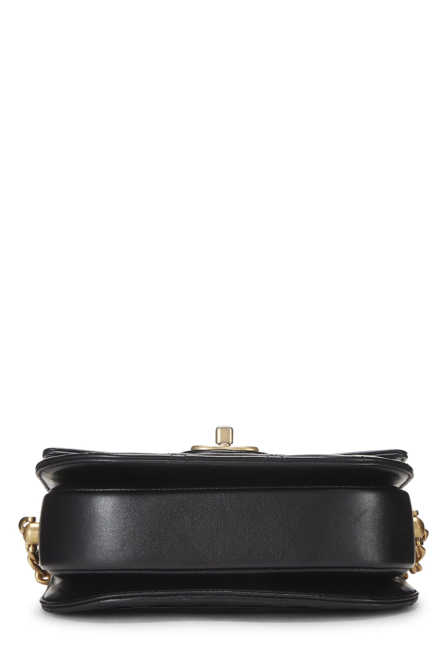 Chanel,  Black Calfskin Moon Flap Messenger Mini, Black
