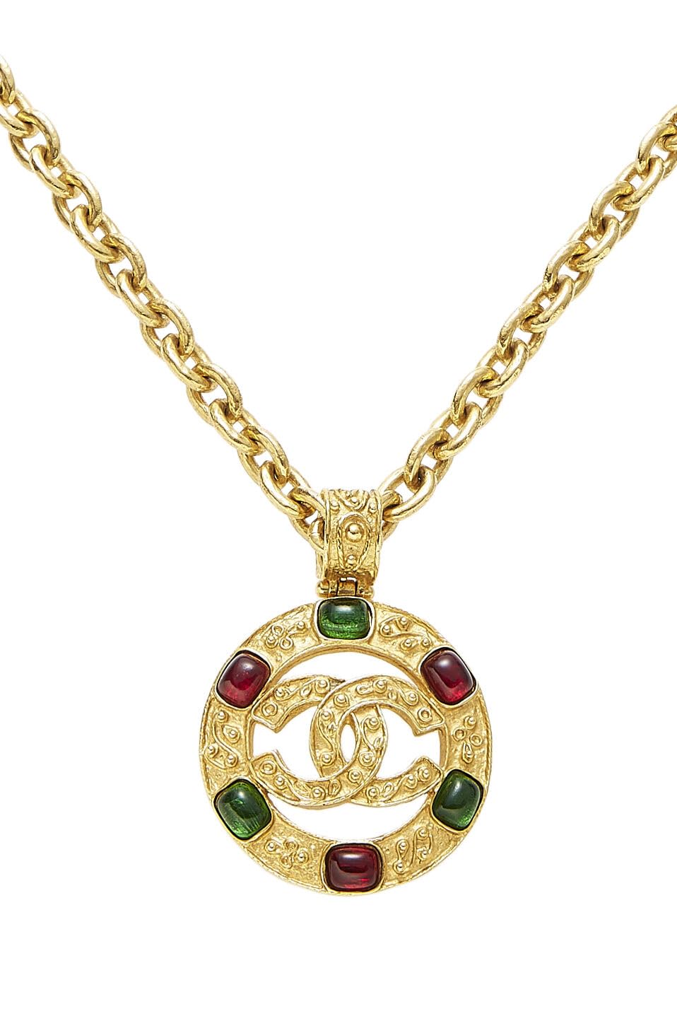 Chanel,  Gold Filigree Gripoix 'CC' Round Necklace Large, Gold