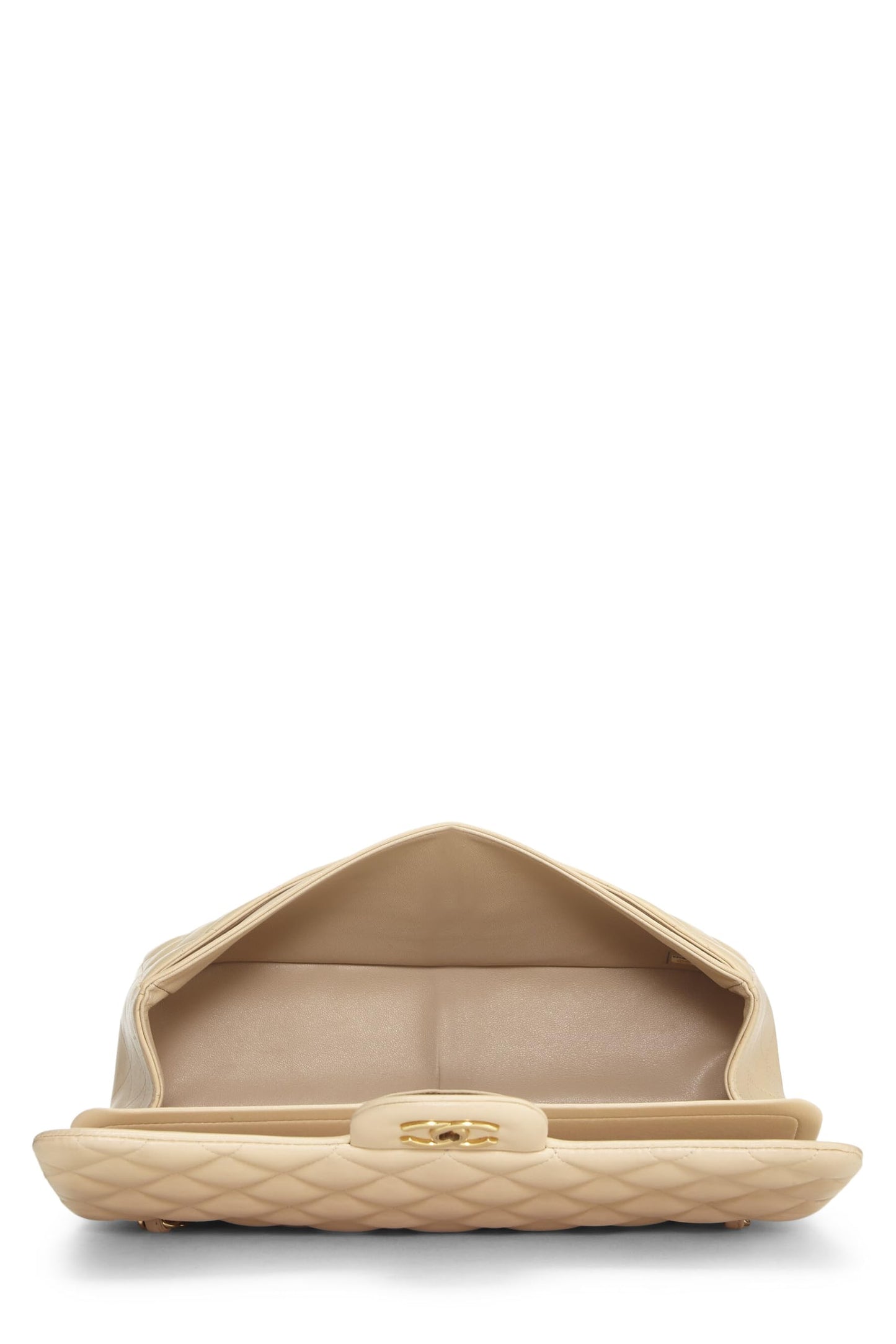 Chanel,  Beige Quilted Lambskin New Classic Double Flap Jumbo, Beige