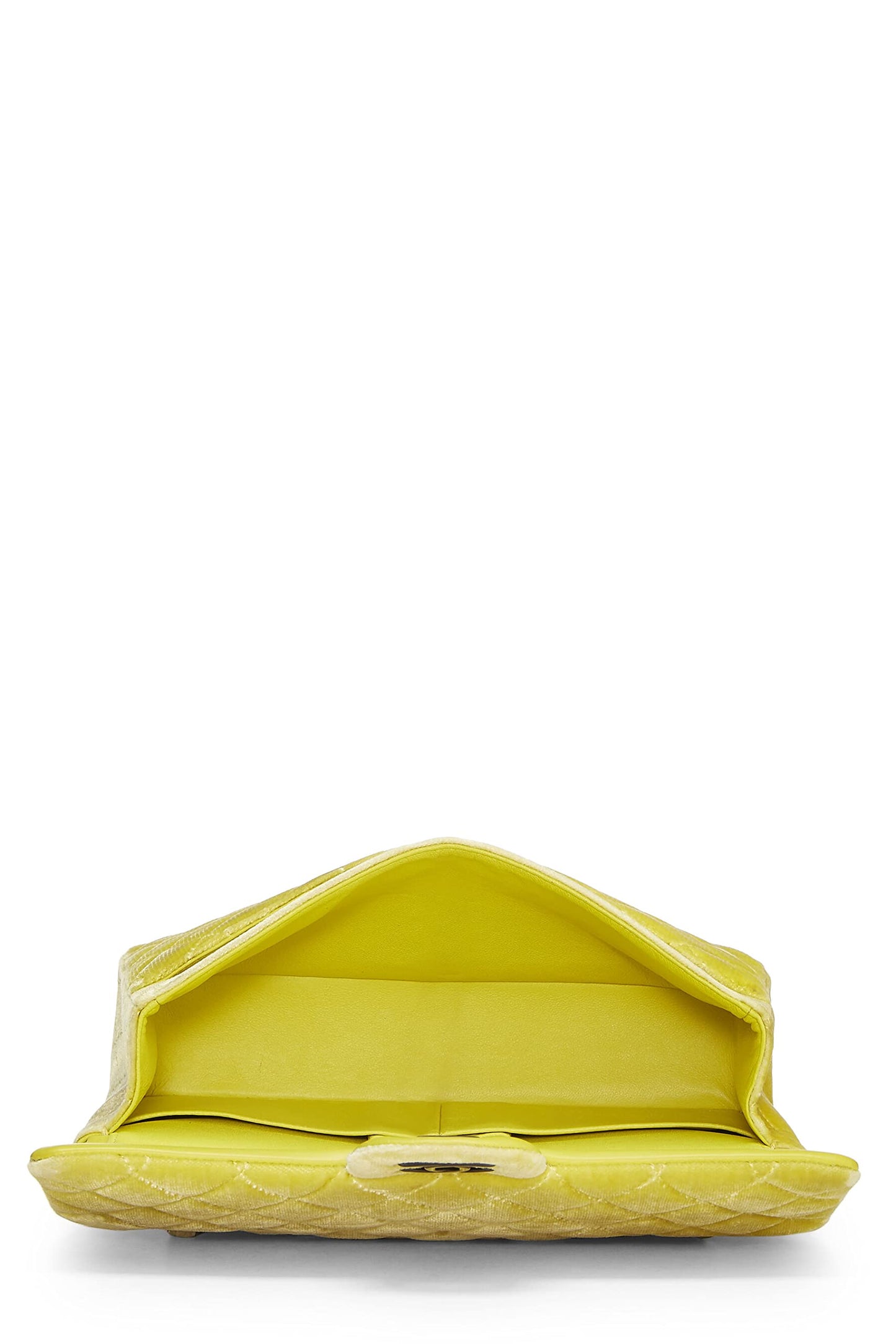 Chanel,  Yellow Quilted Velvet Classic Double Flap Medium, Yellow