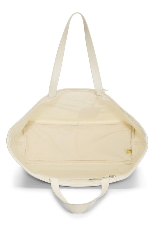 Chanel,  White Canvas Mobile Art Tote, White