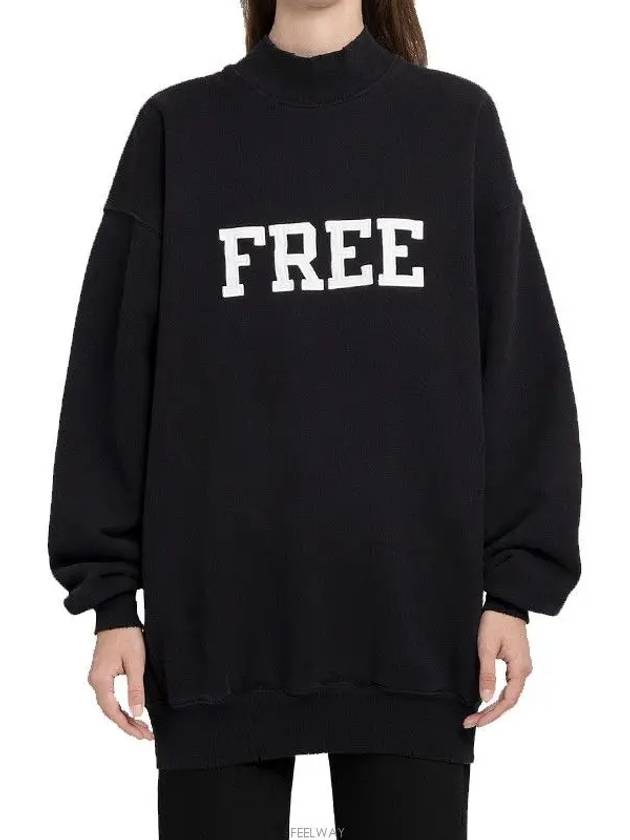 Luxury Balenciaga WoMen's Free Embroidery Distressed Sweatshirt Black
