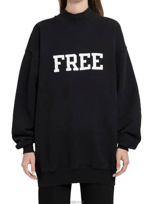 Luxury Balenciaga WoMen's Free Embroidery Distressed Sweatshirt Black