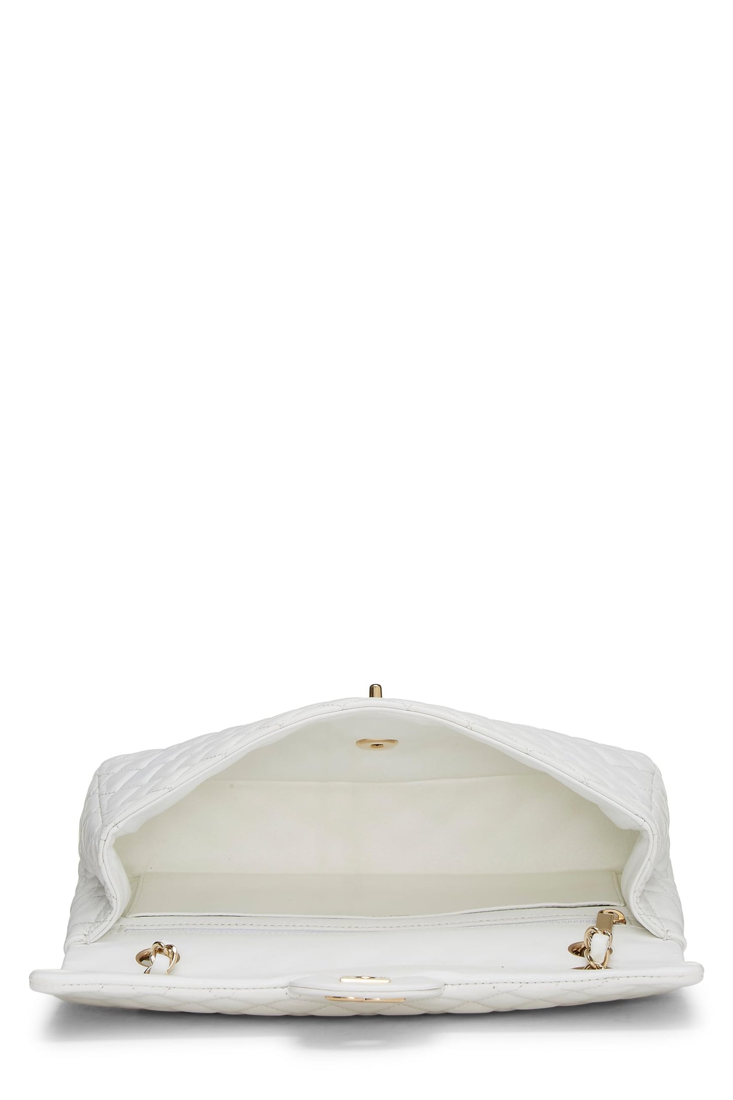 Chanel,  White Quilted Lambskin Valentine Flap Medium, White