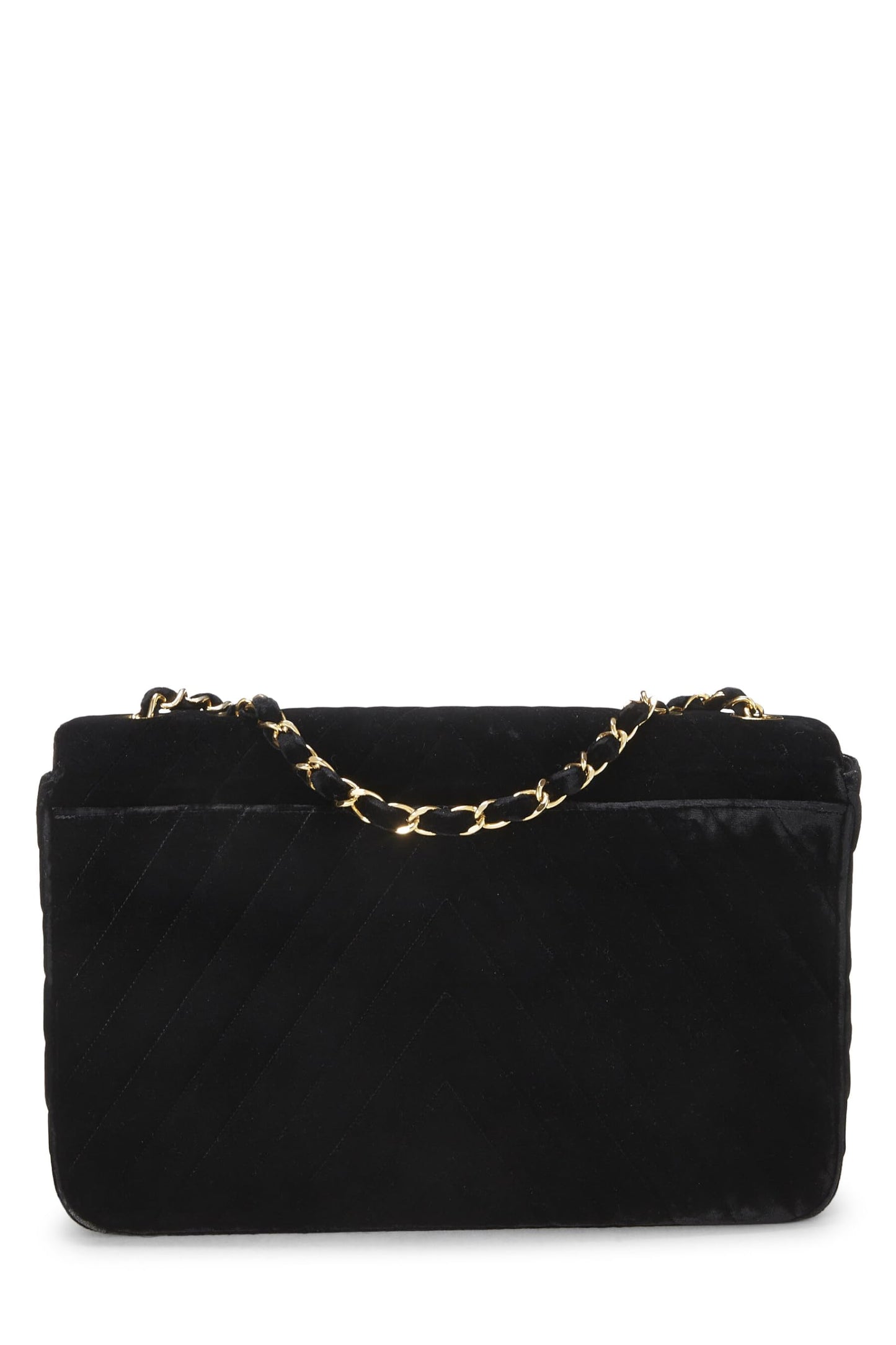 Chanel,  Black Velvet Chevron Flap Maxi, Black