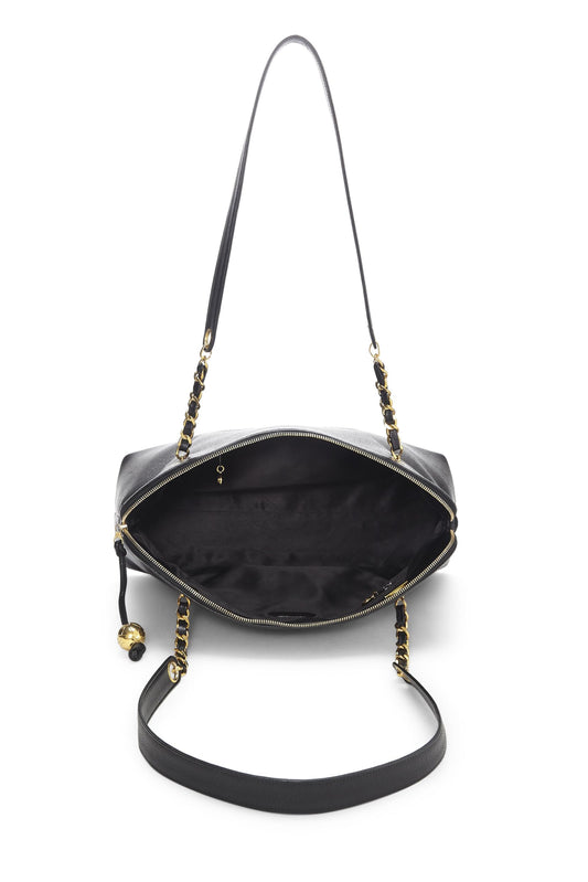 Chanel,  Black Caviar Zip Tote Large, Black