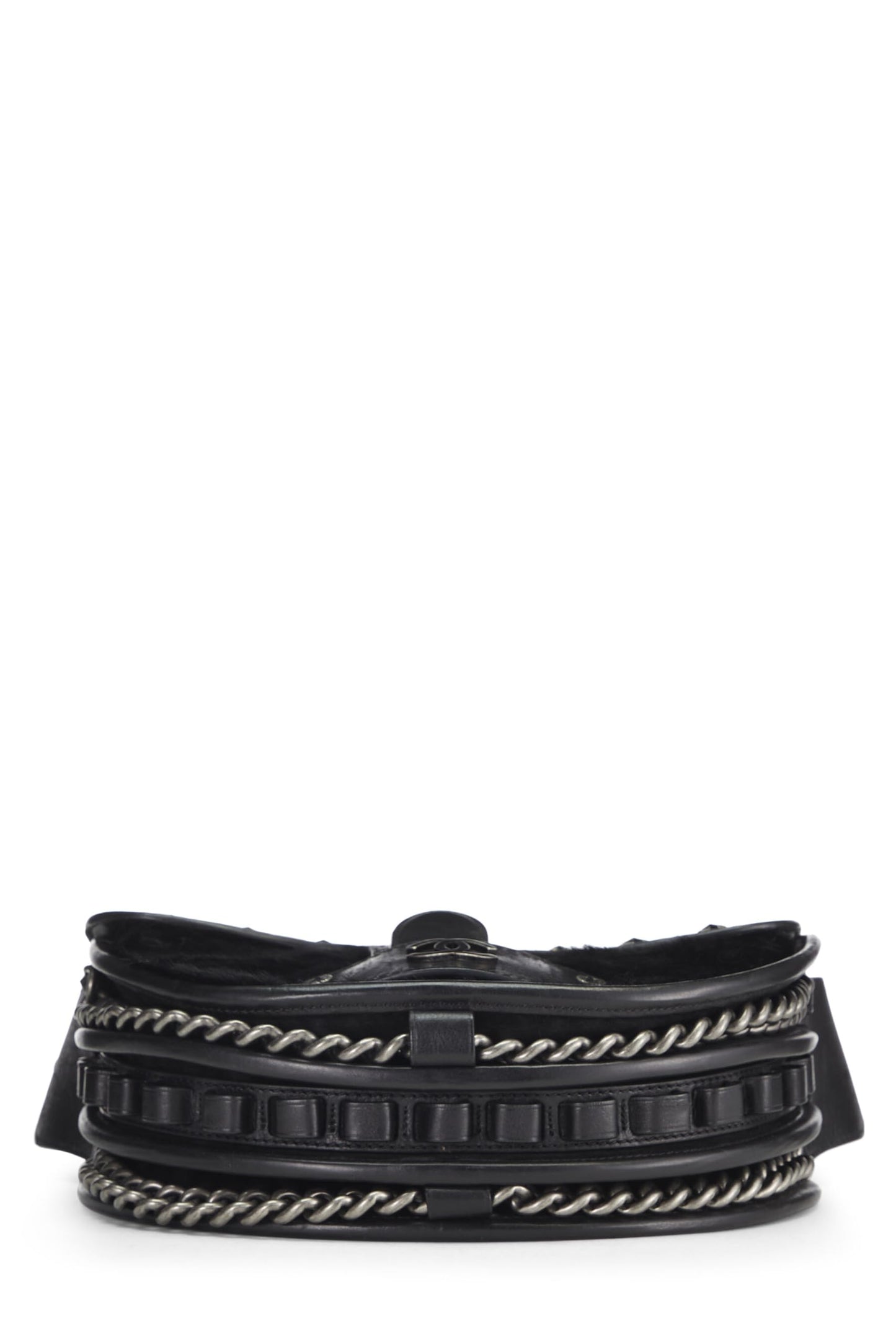 Chanel,  Paris-Dallas Black Quilted Calfskin Studded Saddle Bag, Black