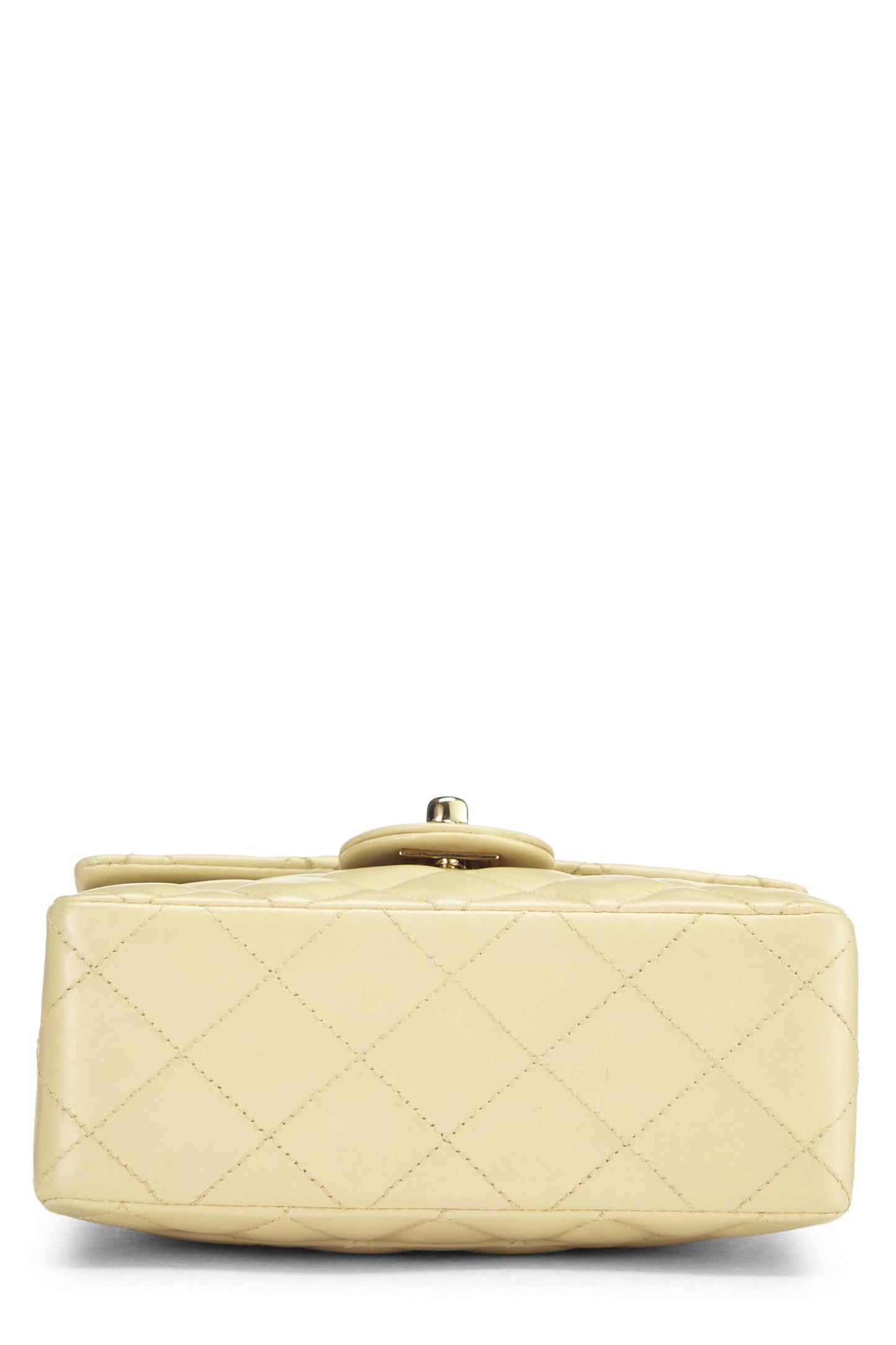 Chanel,  Beige Quilted Lambskin Half Flap Mini, Beige