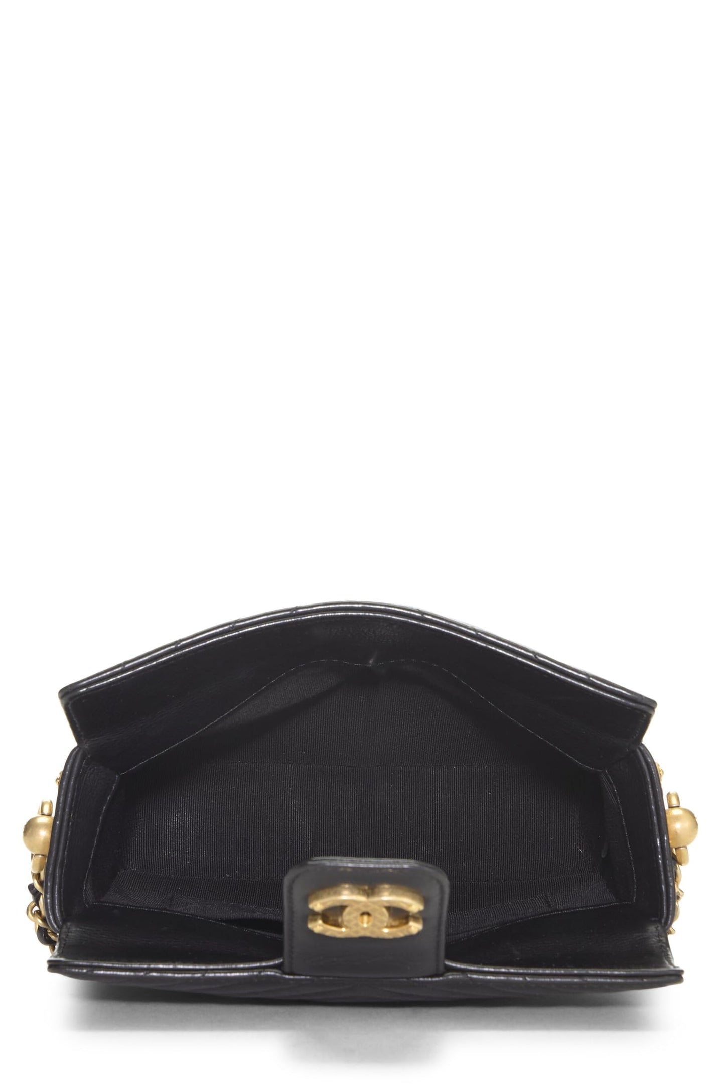 Chanel,  Paris-Cosmopolite Black Chevron Calfskin Rock the Corner Minaudiere, Black