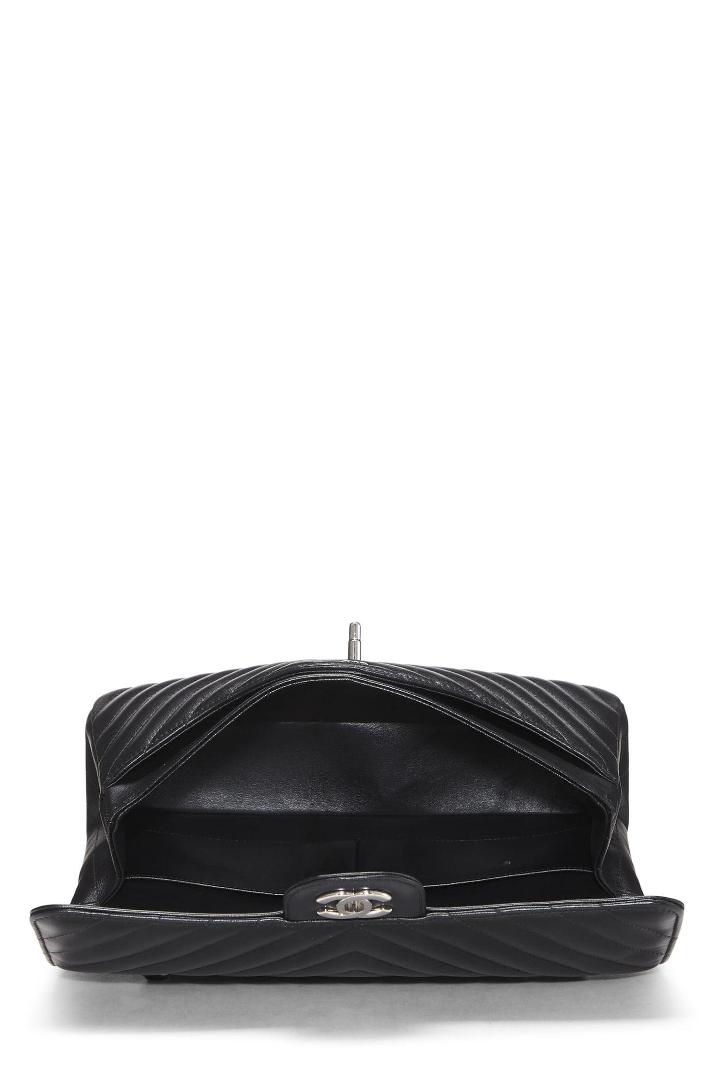 Chanel,  Black Chevron Lambskin Classic Double Flap Medium, Black
