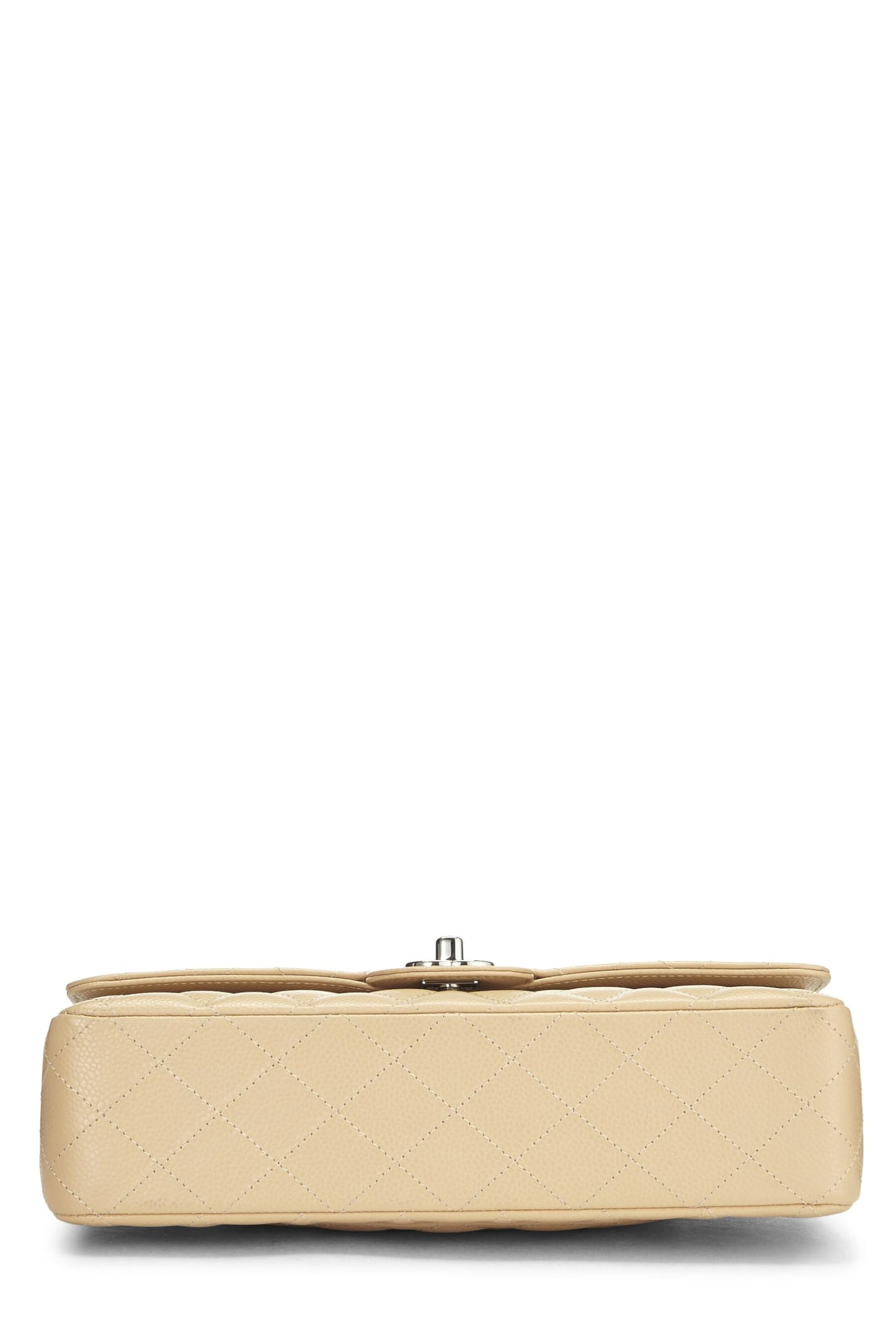 Chanel,  Beige Quilted Caviar Classic Double Flap Medium, Beige
