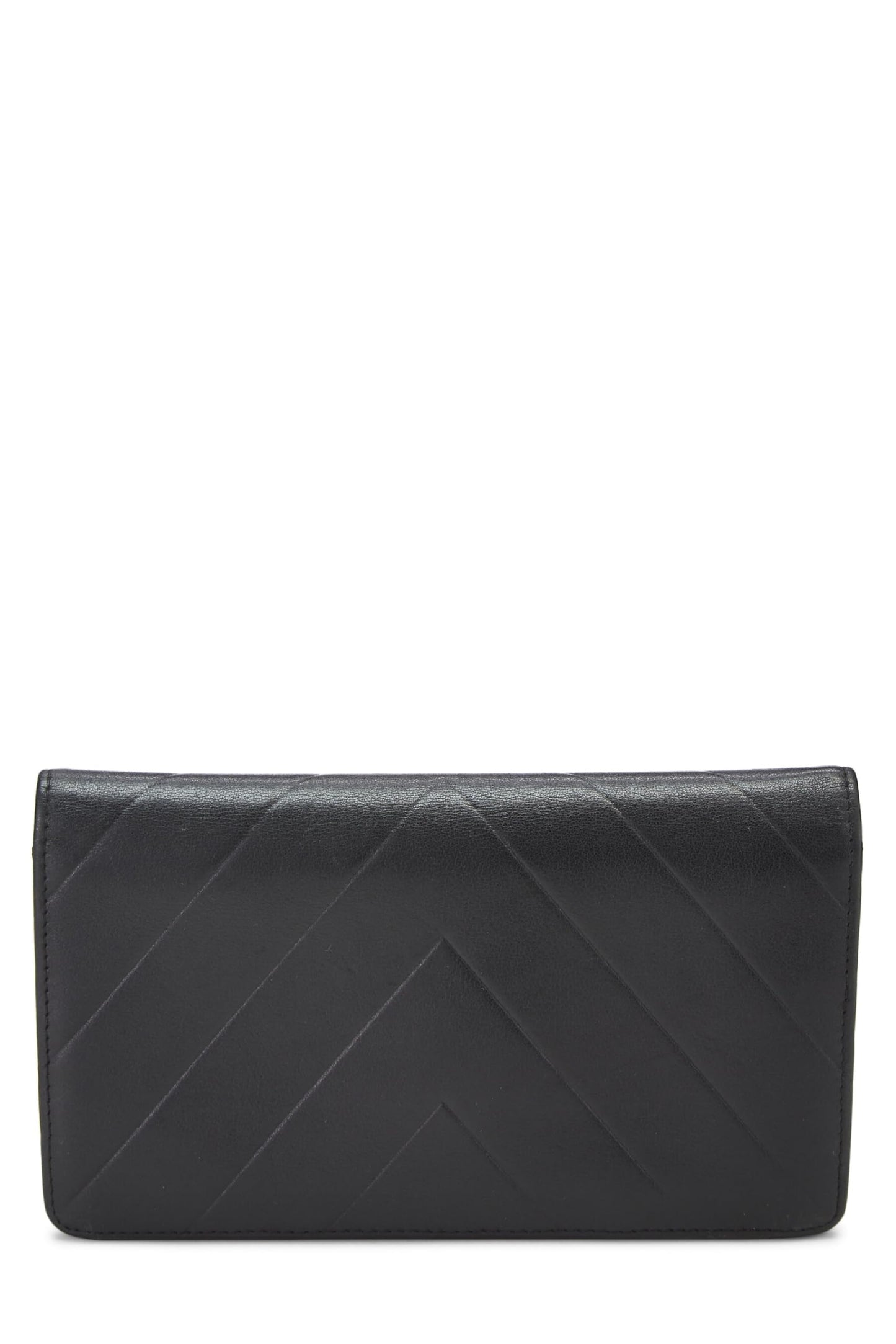 Chanel,  Black Chevron Calfskin Wallet, Black