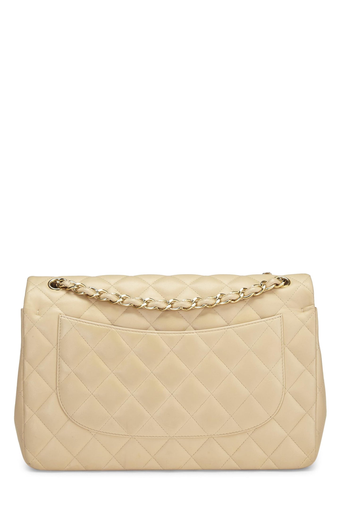 Chanel,  Beige Quilted Lambskin New Classic Double Flap Jumbo, Beige