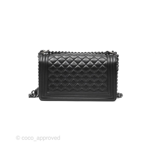 Chanel Medium Boy Quilted Black Calfskin Ruthenium Hardware