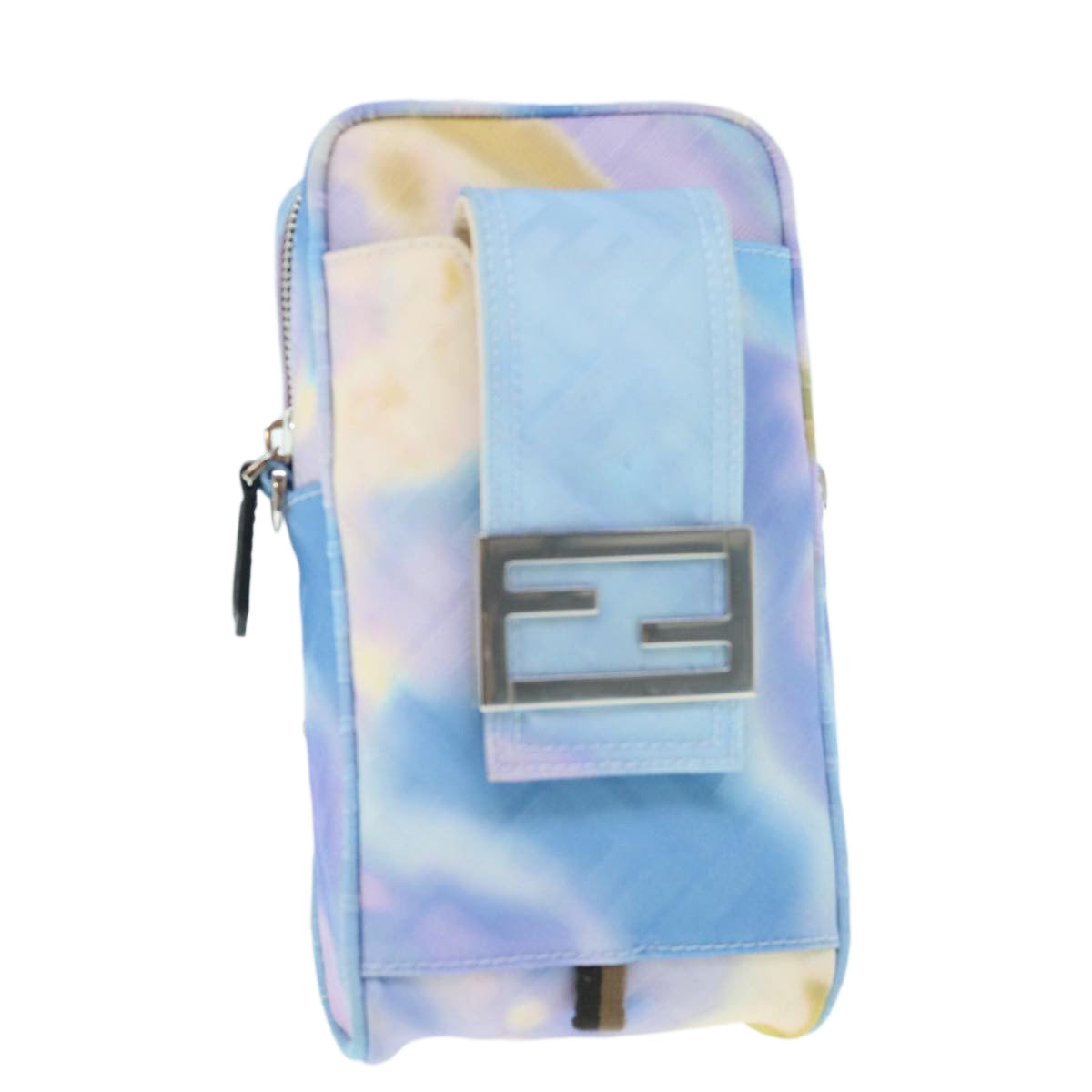 Luxury FendiZucca Canvas Shoulder Bag Light Blue62025A