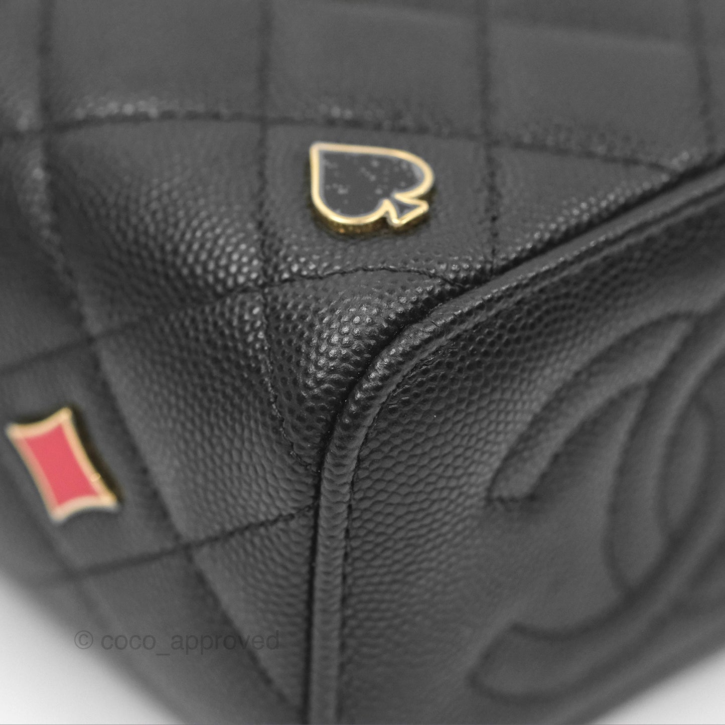 Chanel Mini Poker Vanity With Chain Black Caviar Gold Hardware