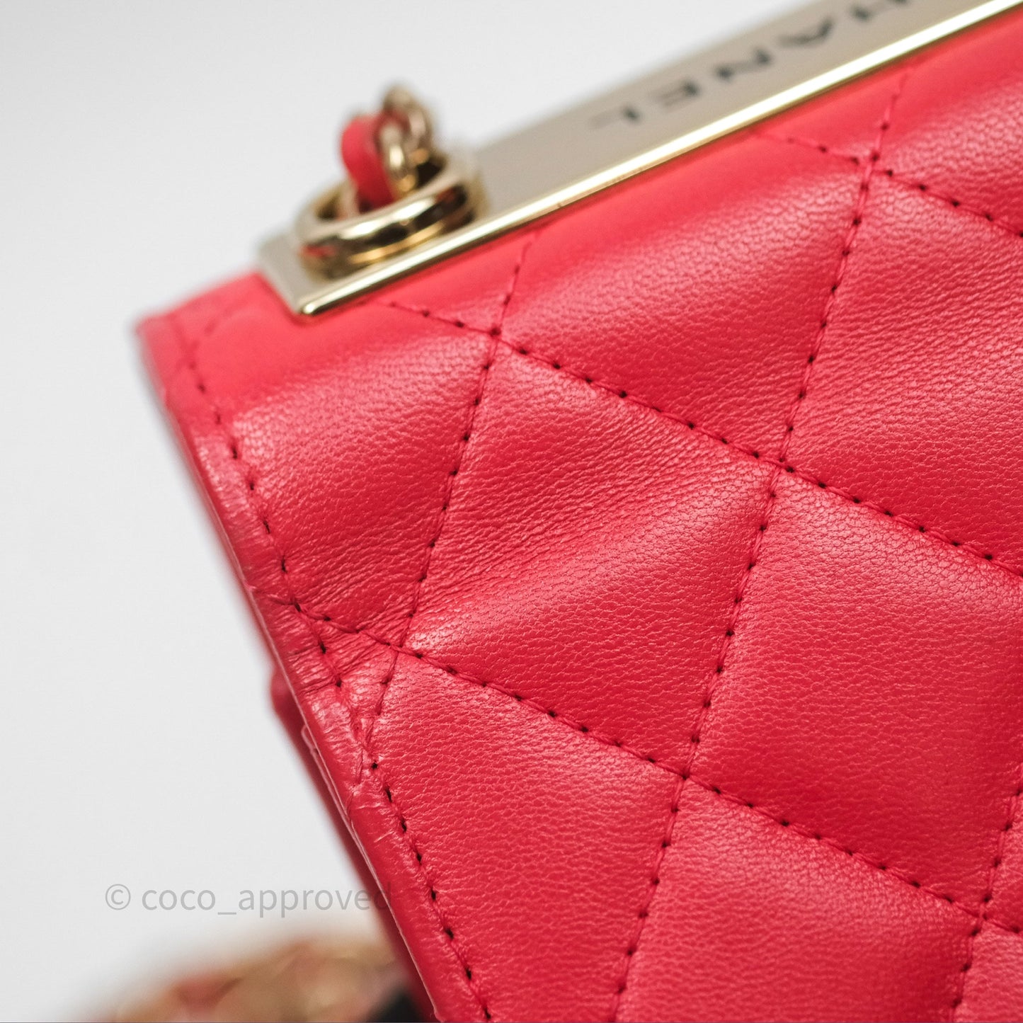Chanel Mini Quilted Trendy CC Clutch With Chain Red Lambskin Gold Hardware