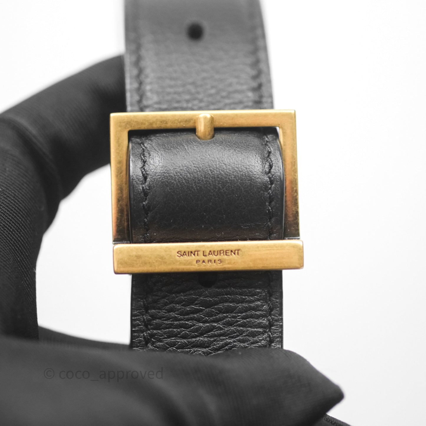 Saint Laurent LE 5 à 7 Supple Small Black Grained Leather Gold Hardware