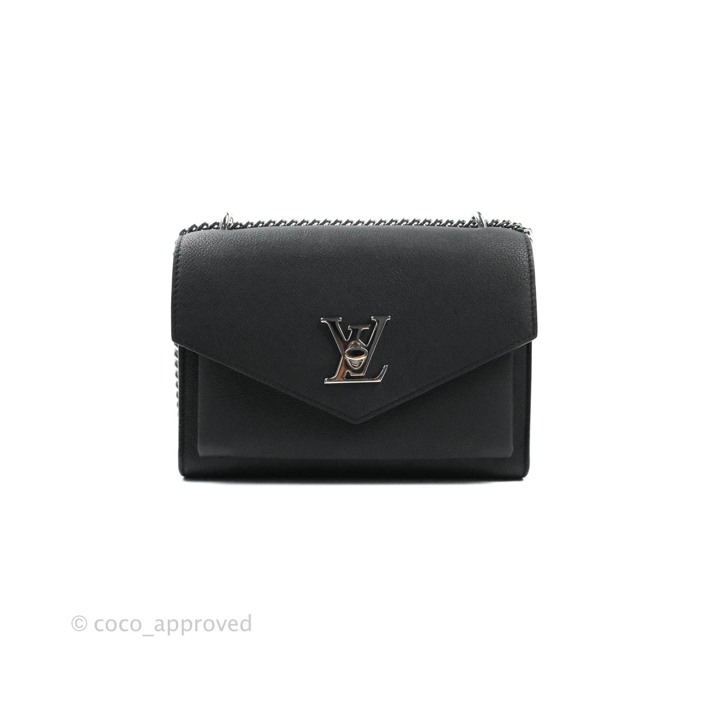 Louis Vuitton Calfskin My Lockme BB Bag Black Silver Hardware