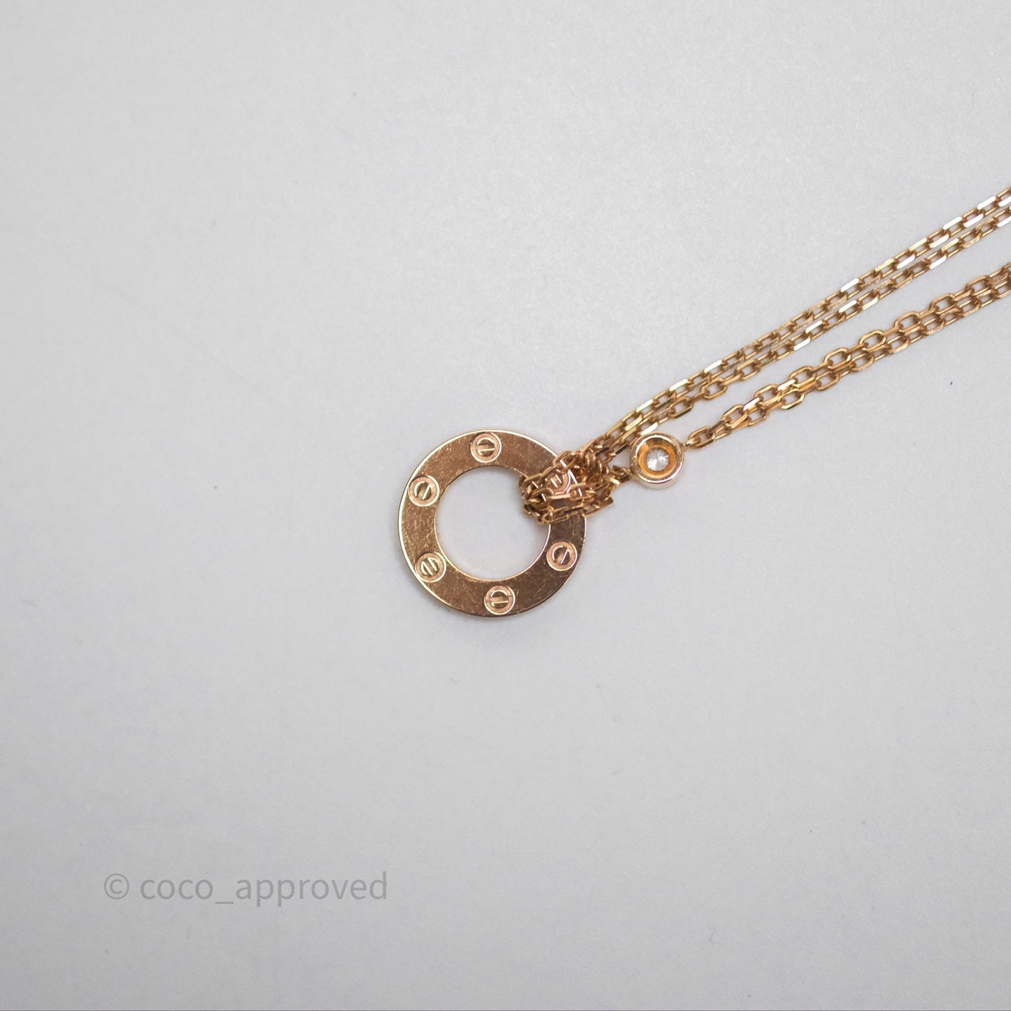 Cartier Love Necklace 18K Rose Gold 2 Diamonds
