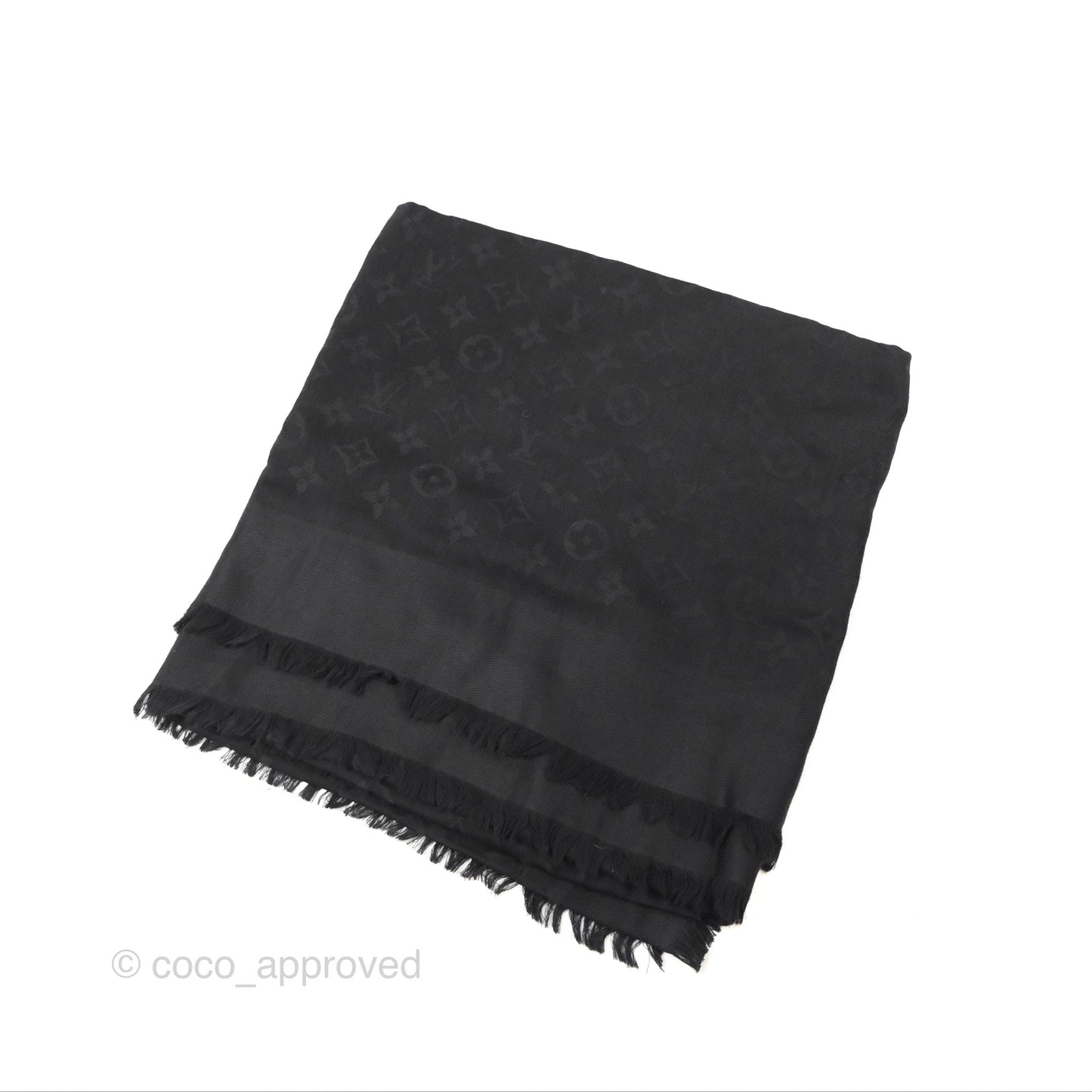 Louis Vuitton Silk Wool Monogram Square Shawl Scarf Anthracite