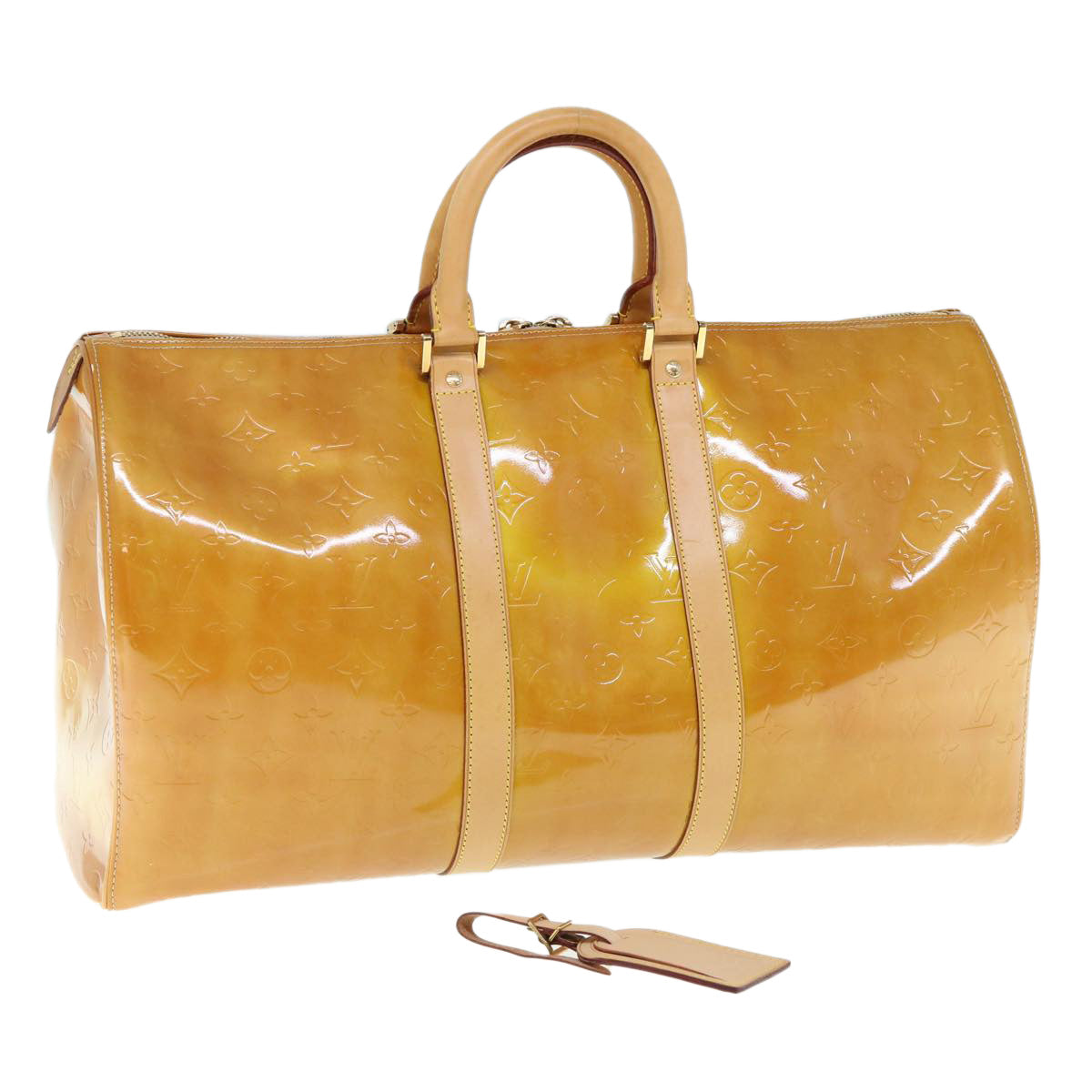 LOUIS VUITTON Monogram Vernis Mercer Boston Bag Beige M91000 LV 62064