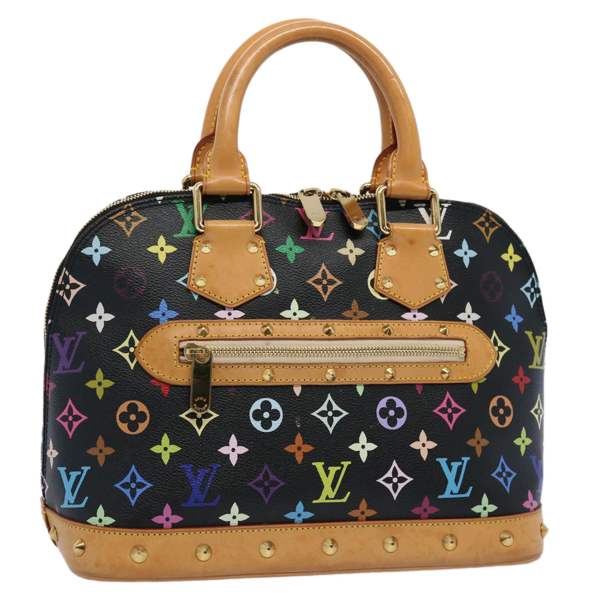 LOUIS VUITTON Monogram Multicolor Alma Hand Bag Black M92646 LV 62065A