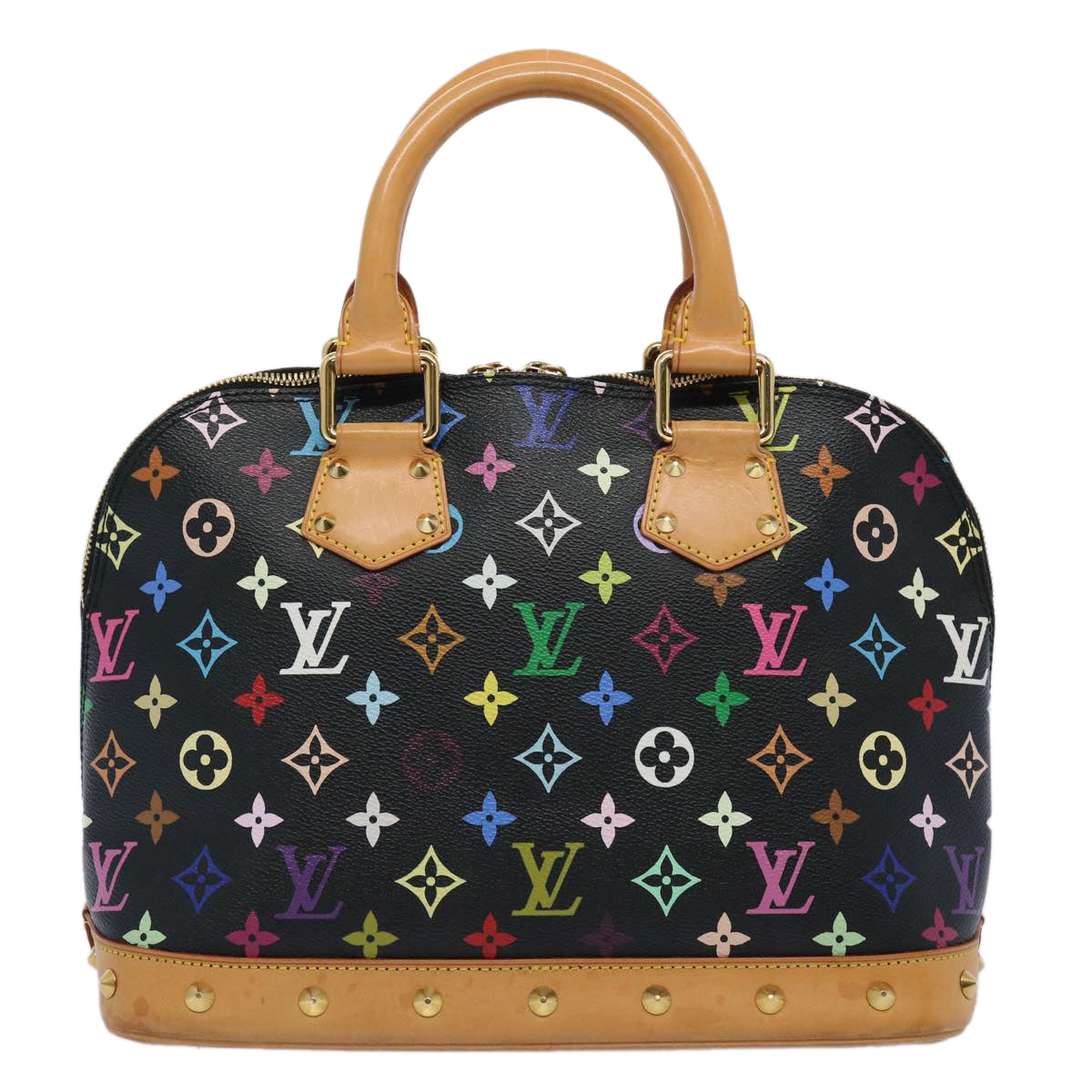 LOUIS VUITTON Monogram Multicolor Alma Hand Bag Black M92646 LV 62065A