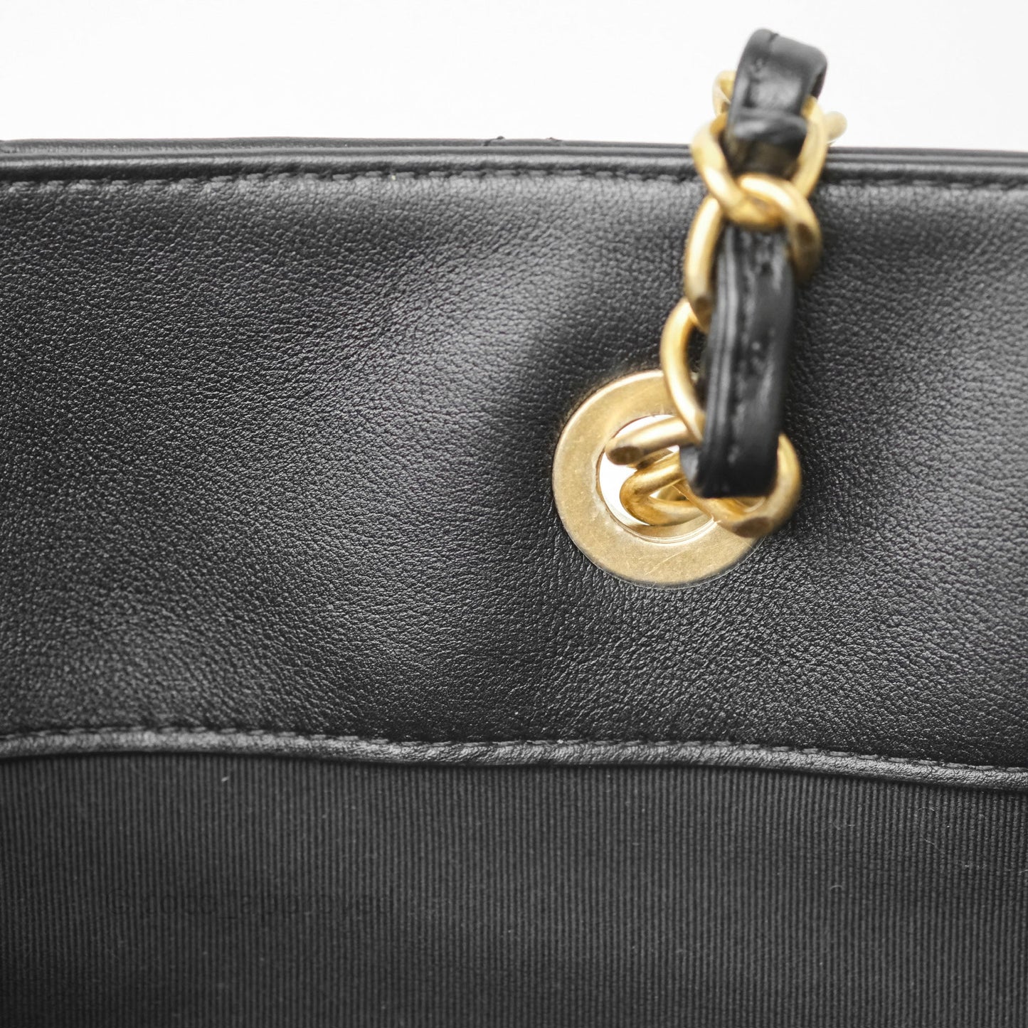 Chanel Stitched Large Shopping Bag Black Calfskin Aged Gold Hardware