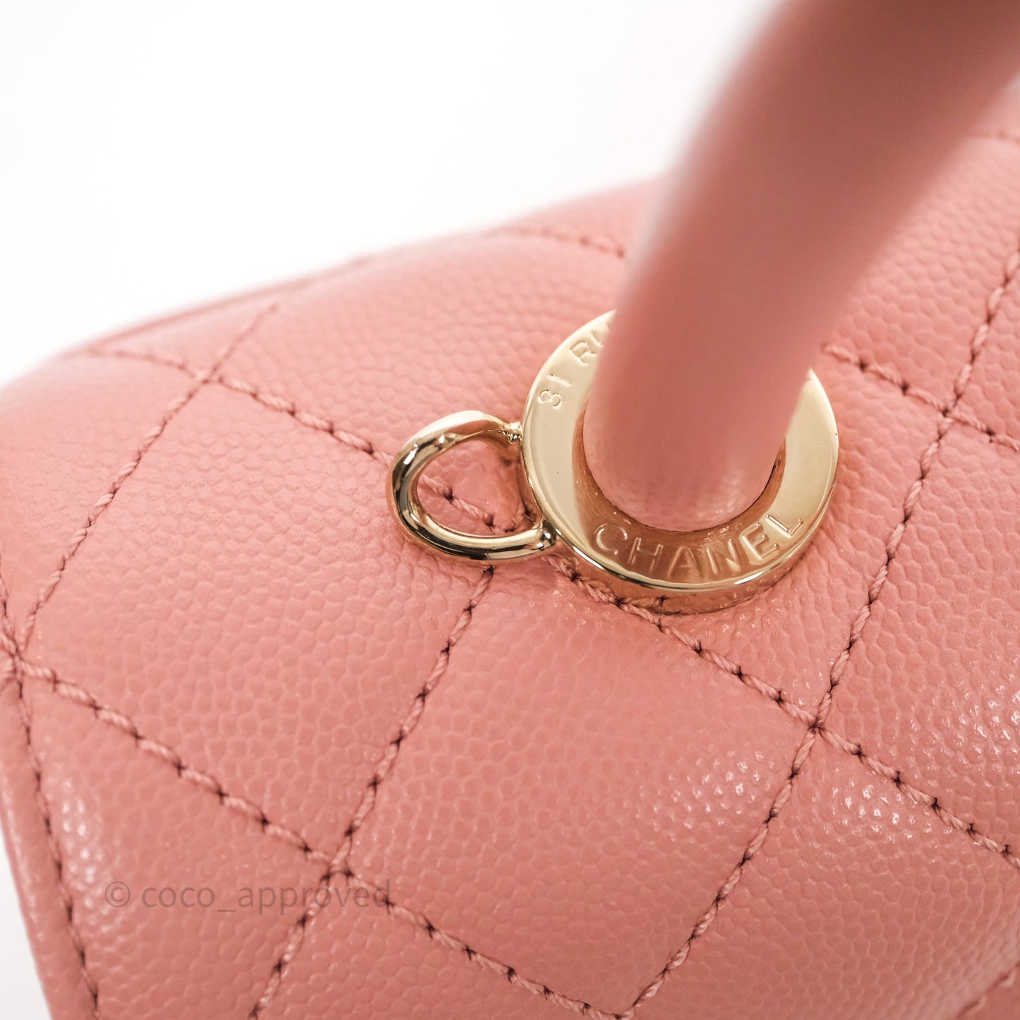 Chanel Small Coco Handle Quilted Pink Caviar Gold Hardware