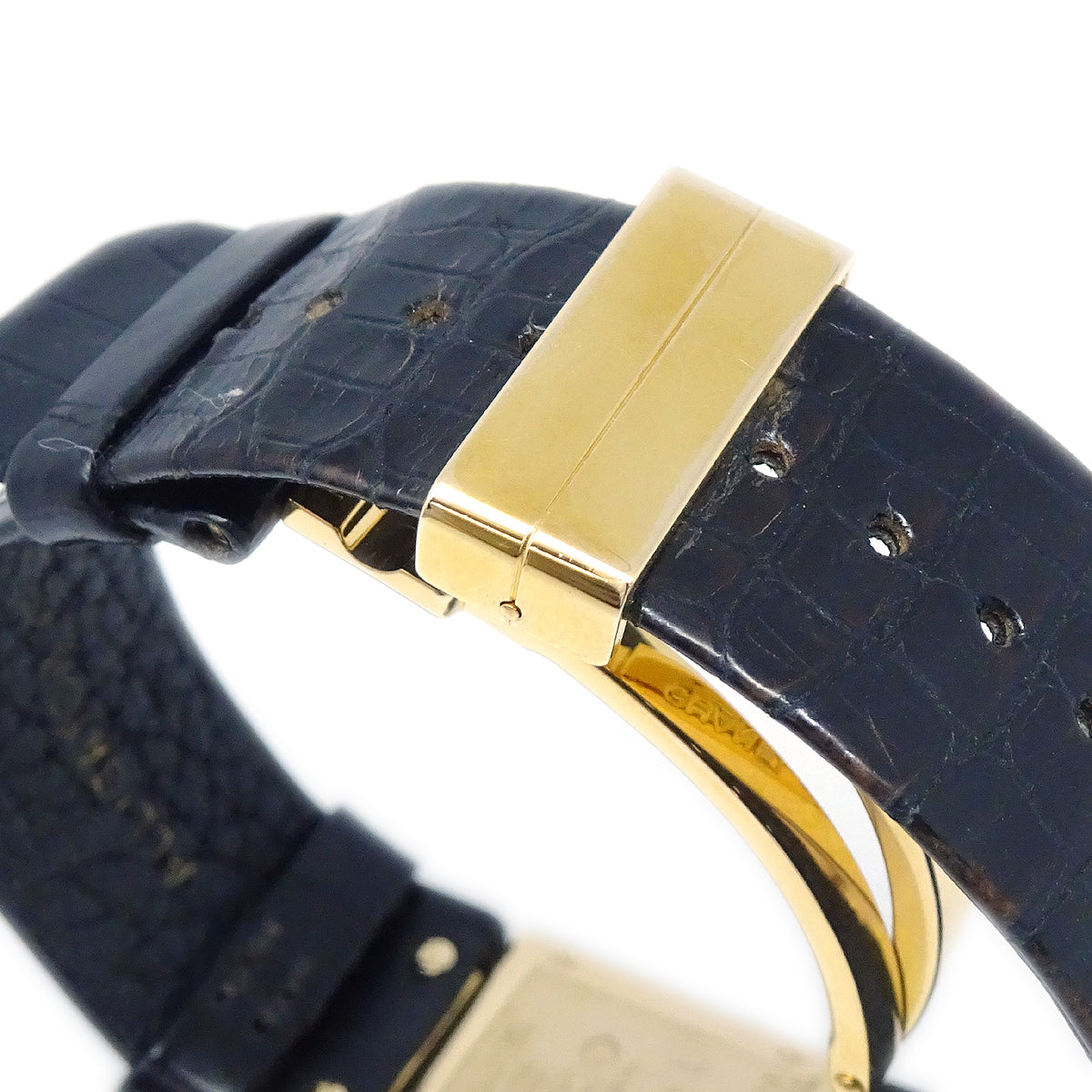 Luxury Chanel Matelasse Watch 18KYG Black Crocodile