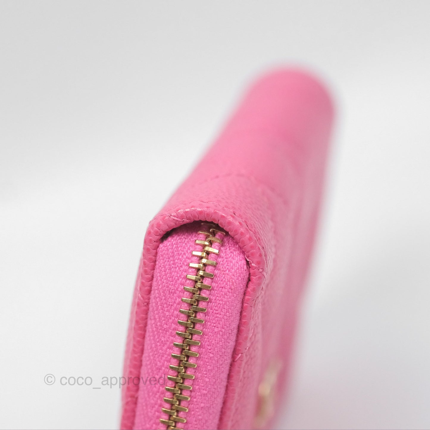 Chanel Quilted Zip Card Holder Pink Caviar Gold Hardware