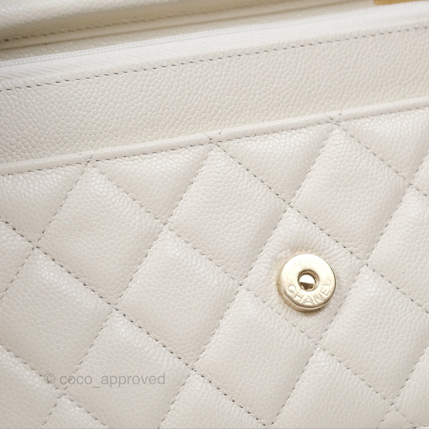 Chanel Quilted Classic Wallet on Chain WOC White Caviar Gold Hardware
