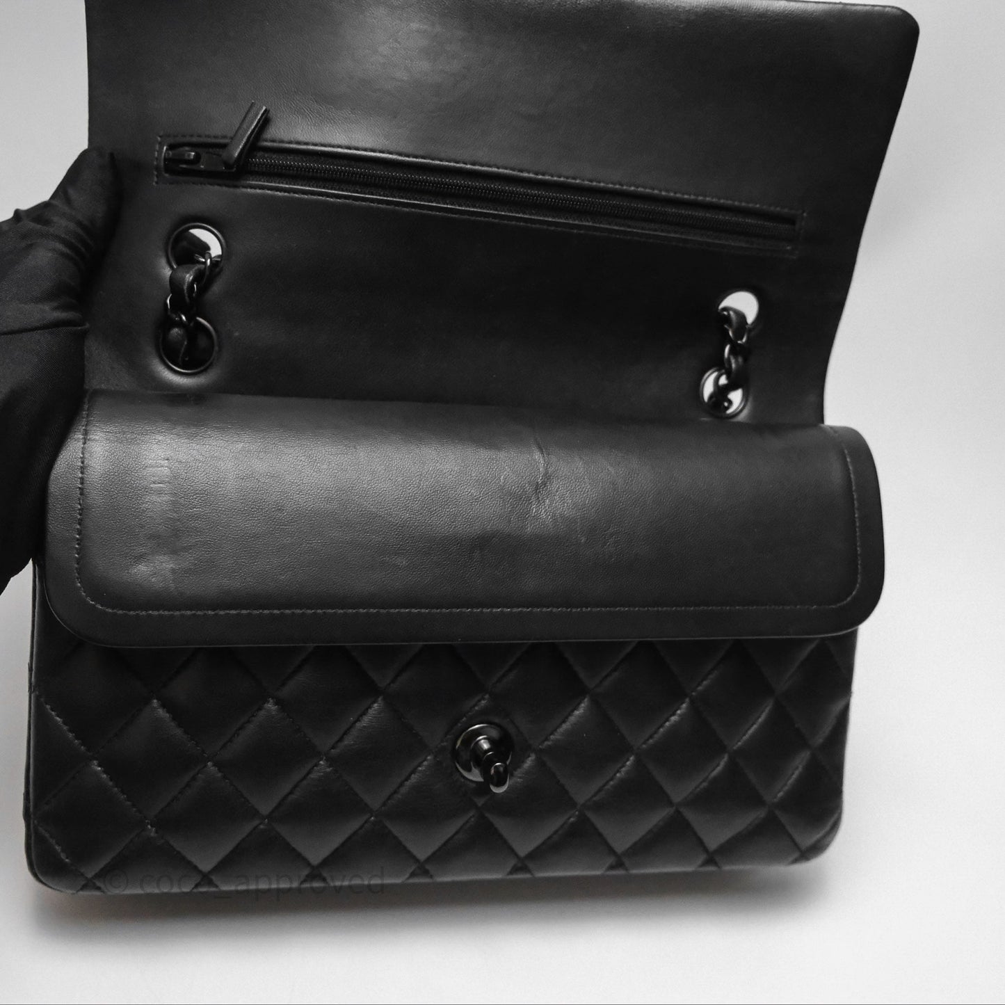 Chanel Classic Quilted M/L Medium Double Flap So Black Lambskin