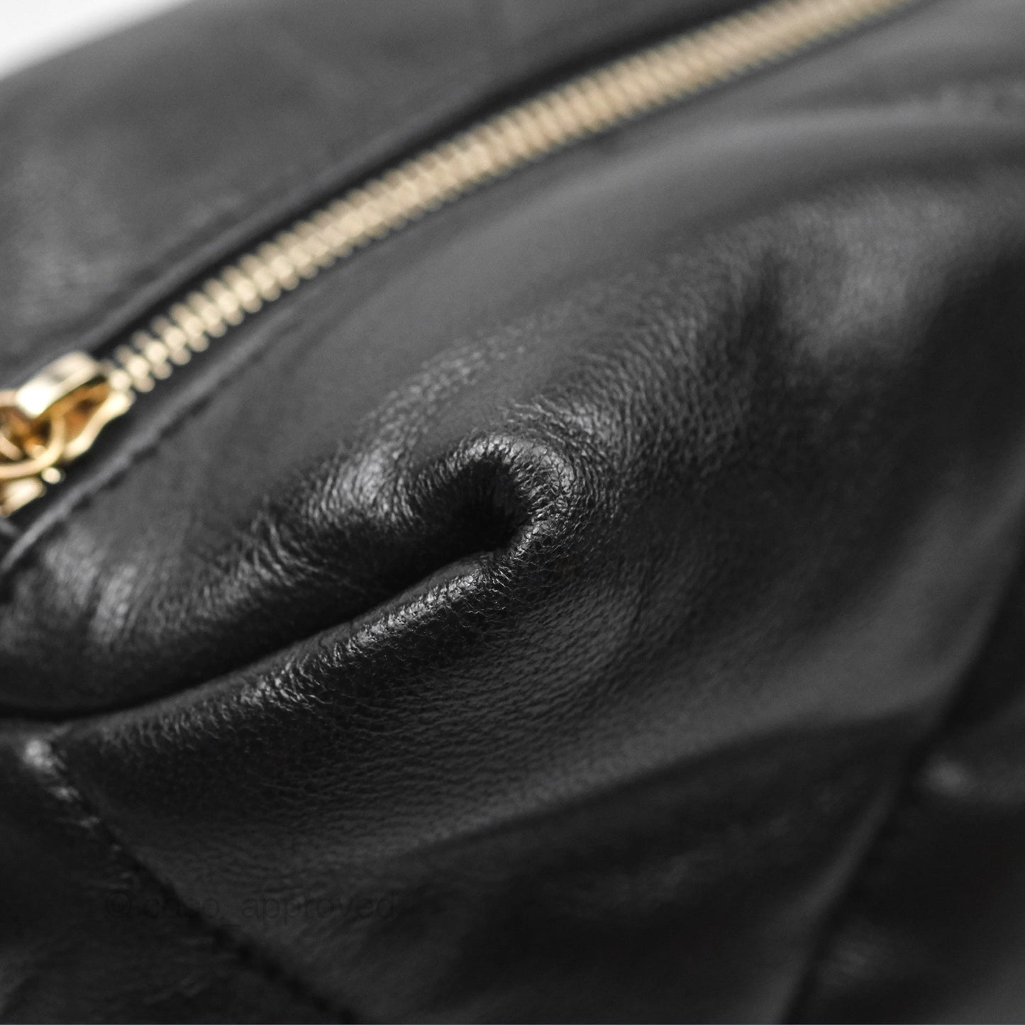 Chanel Small Quilted Bowling Bag Black Lambskin Aged Gold Hardware