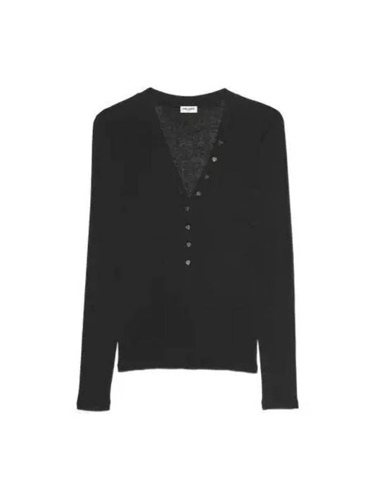 Luxury Saint Laurent Heart Jersey Long Sleeve T Shirt Black