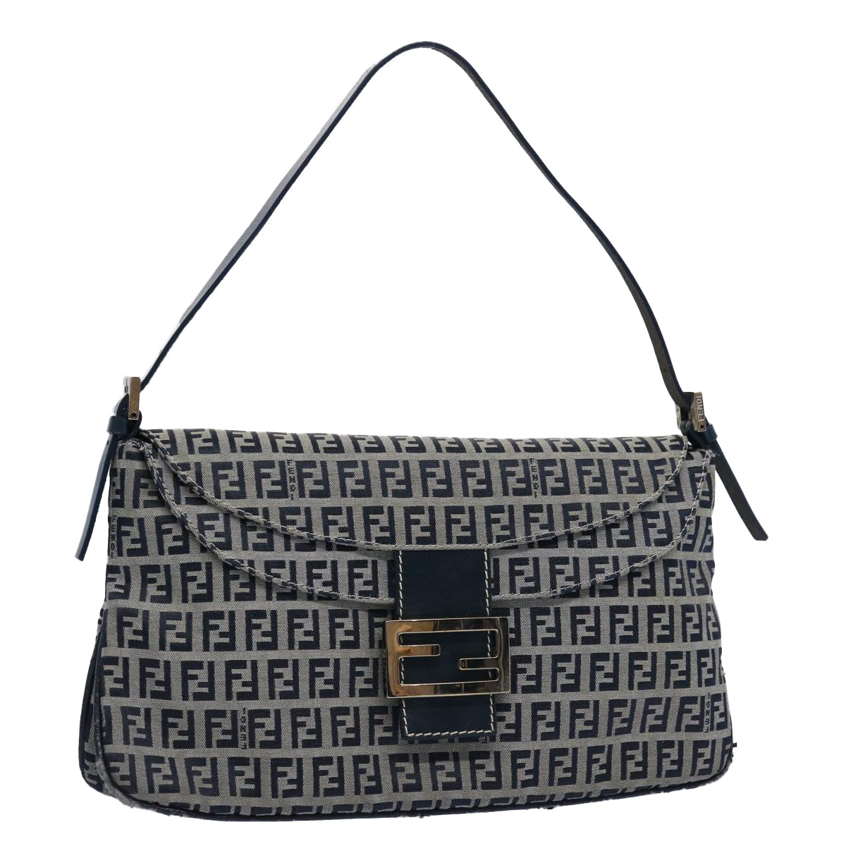 Luxury FendiZucchino Canvas Mamma Baguette Shoulder Bag Navy62112