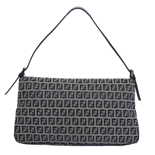 Luxury FendiZucchino Canvas Mamma Baguette Shoulder Bag Navy62112