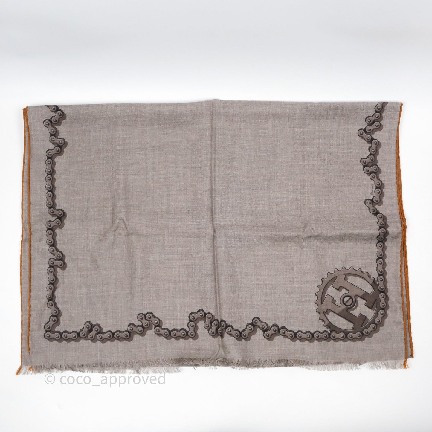 Hermès Cheval Dechaine Rectangle Scarf Etoupe/ Taupe