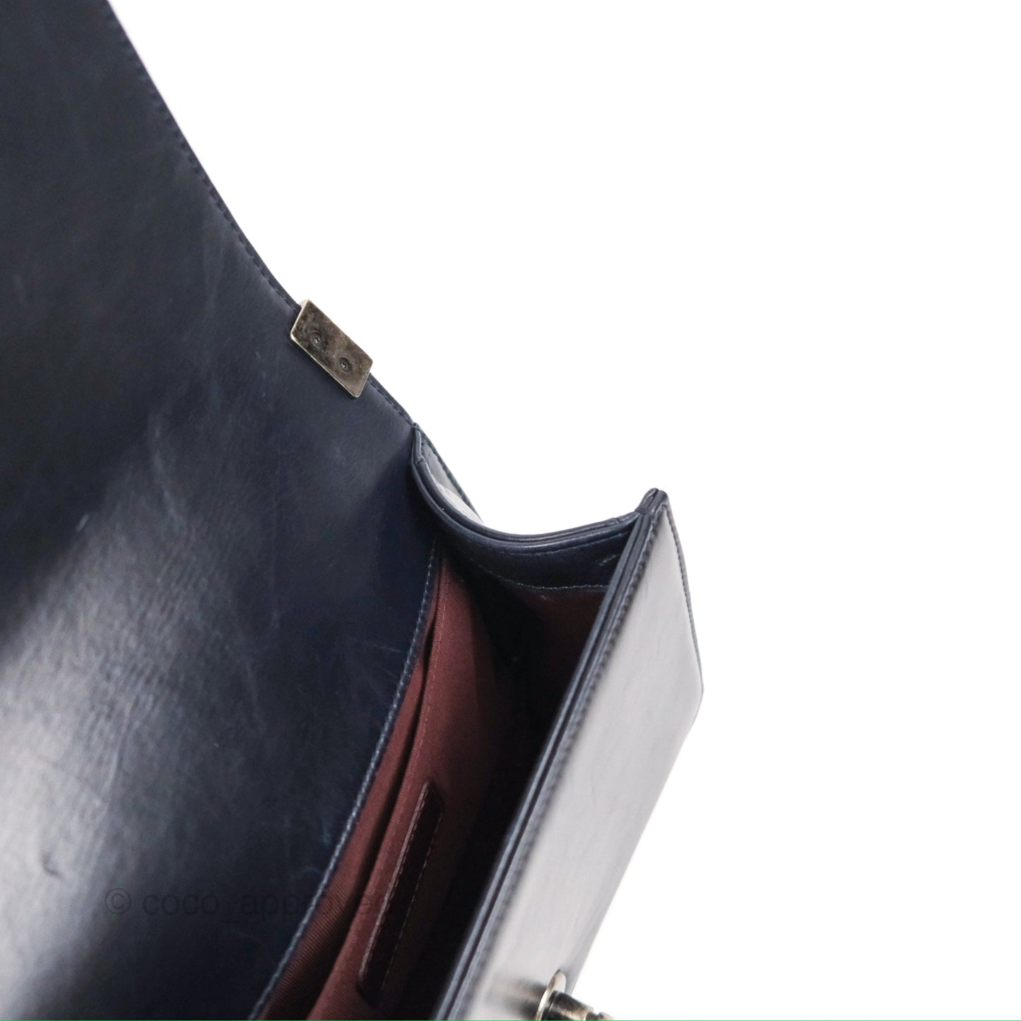 Chanel Small Chain Around Boy Dark Navy Glazed Calfskin Ruthenium Hardware
