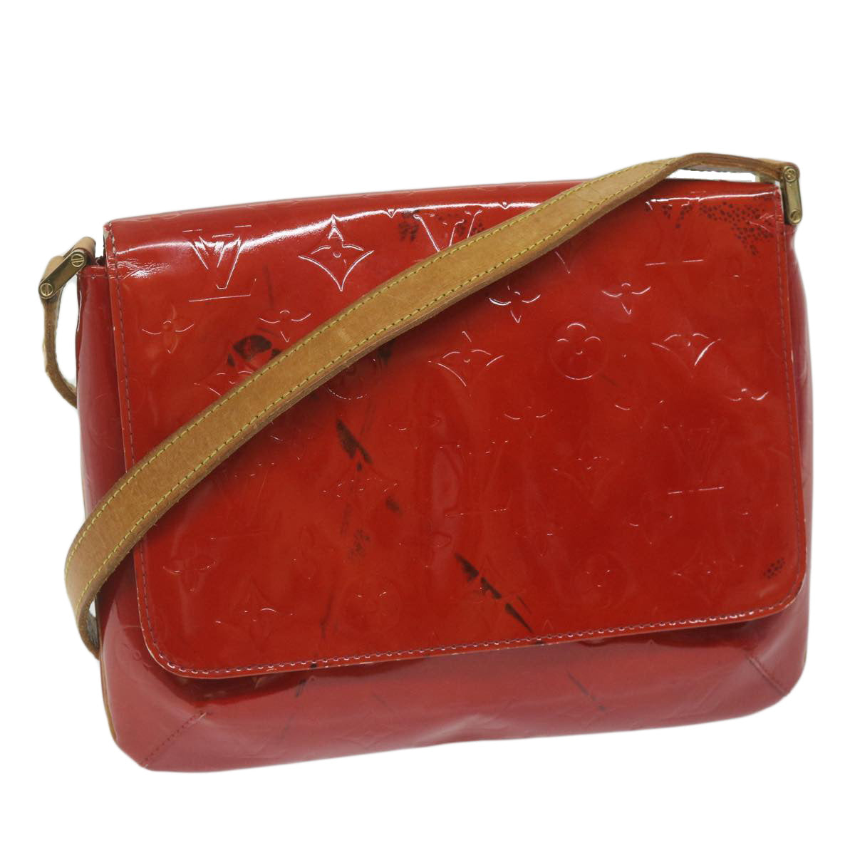 LOUIS VUITTON Monogram Vernis Thompson Street Shoulder Bag Red M91094 62189