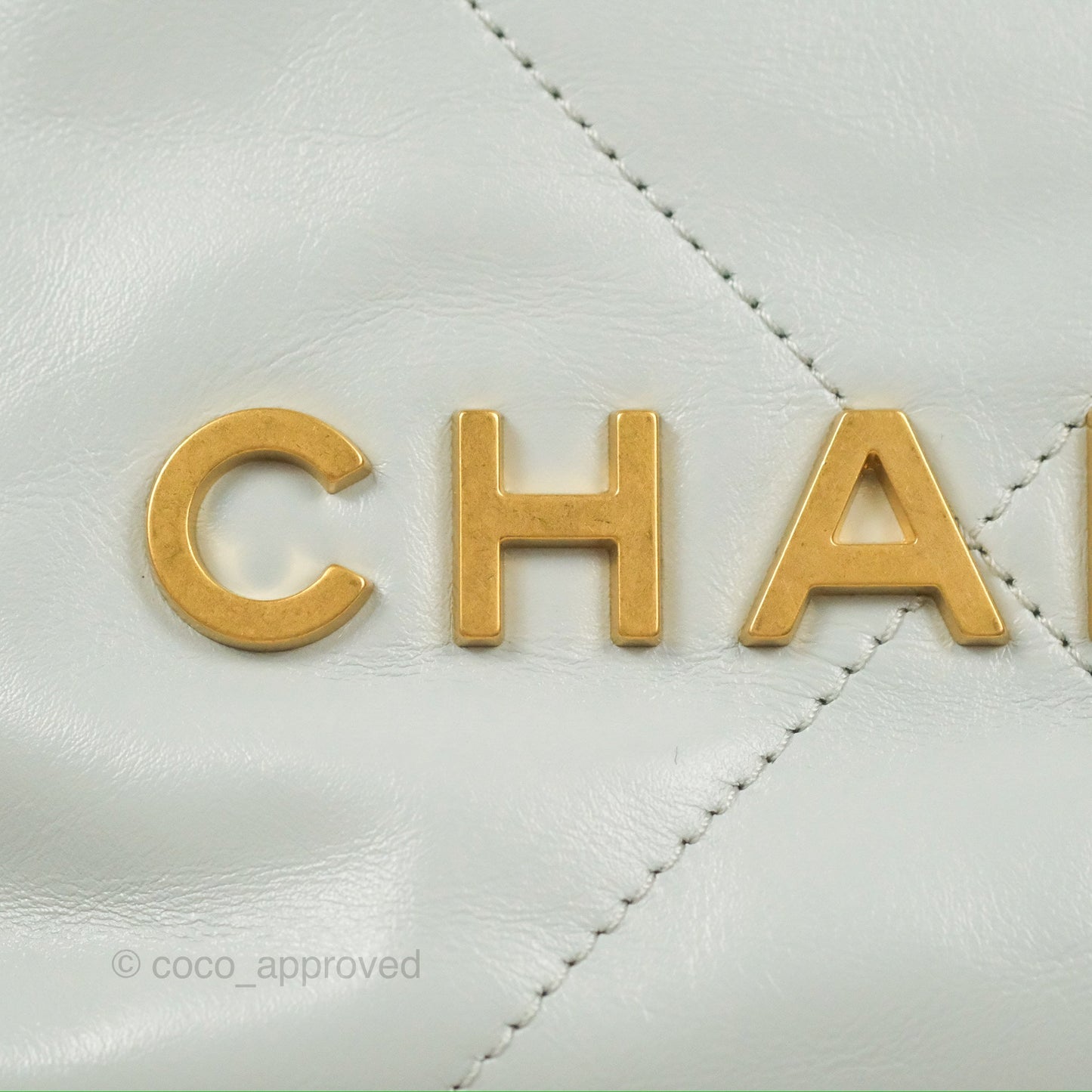 Chanel 22 Mini Bag Light Blue Grey Shiny Calfskin
