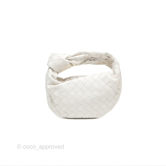 Bottega Veneta Mini Jodie Bag Intrecciato White Lambskin