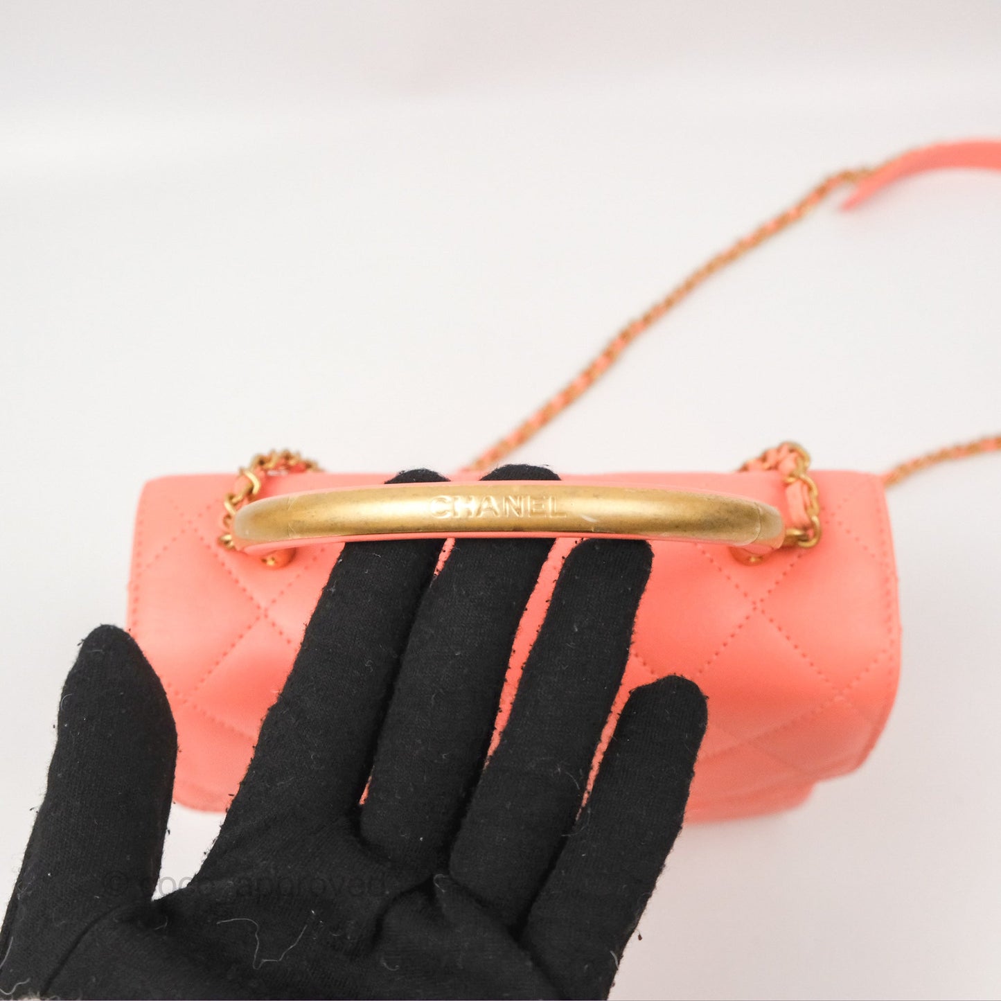 Chanel Metal Top Handle Flap Bag Iridescent Orange Claire Calfskin Aged Gold Hardware
