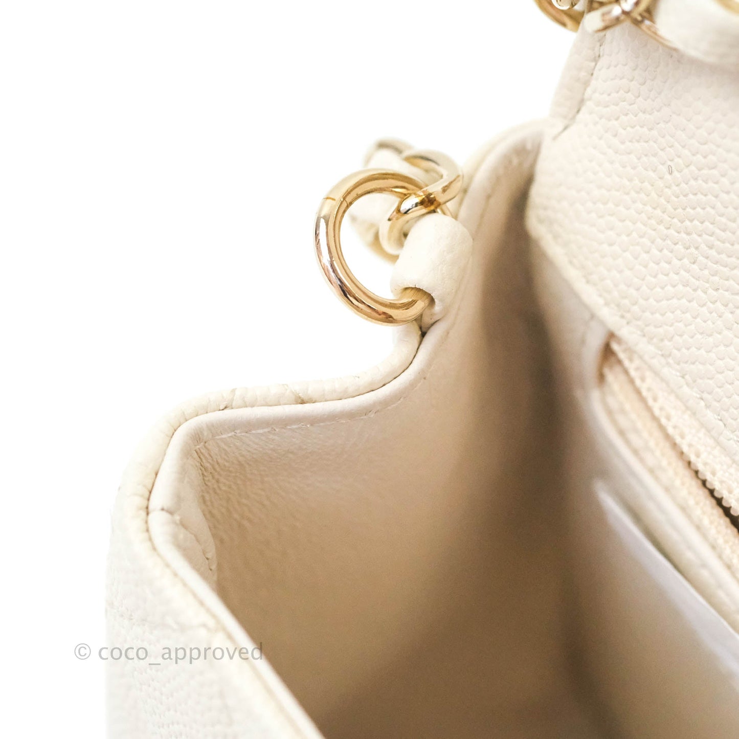 Chanel Classic Quilted Mini Rectangular Flap Ivory Caviar Gold Hardware