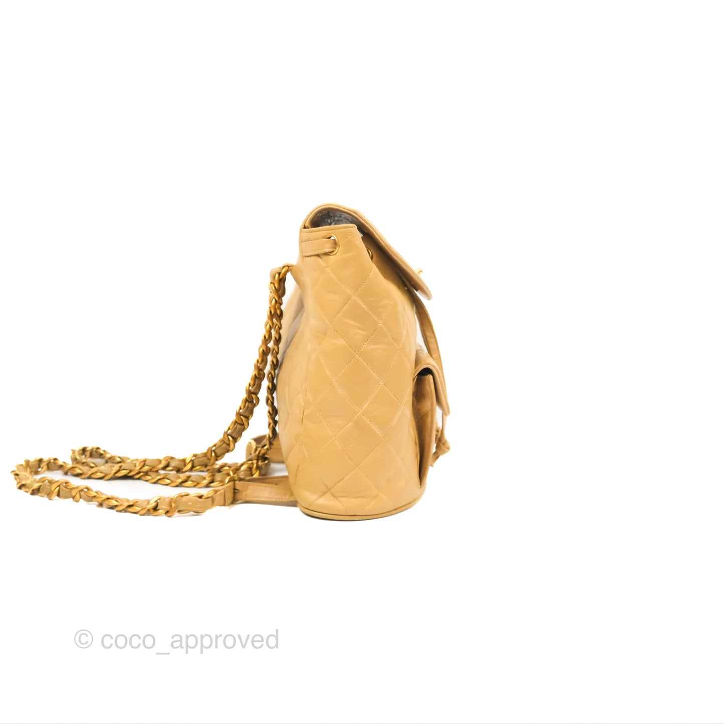 Chanel Vintage CC Duma Backpack Beige Lambskin 24K Gold Hardware