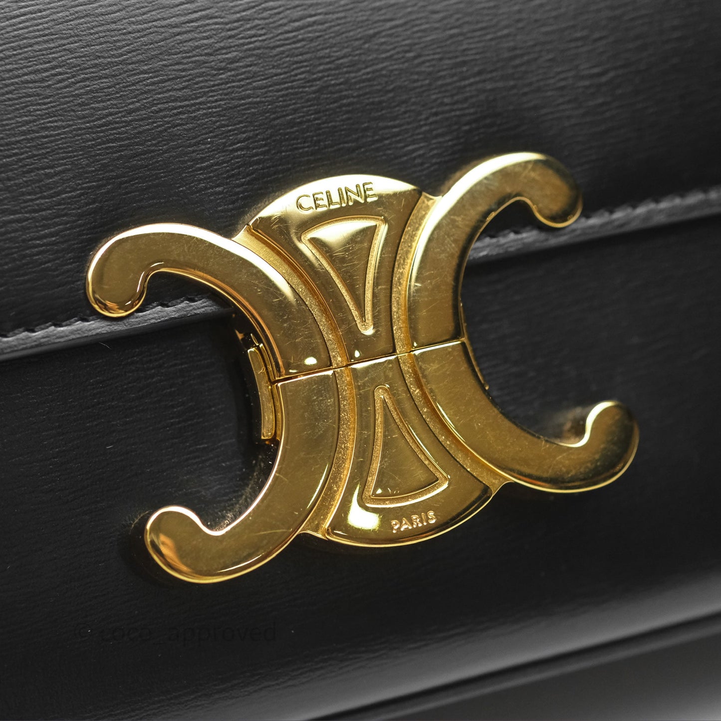 Celine Triomphe Shoulder Bag Black Calfskin