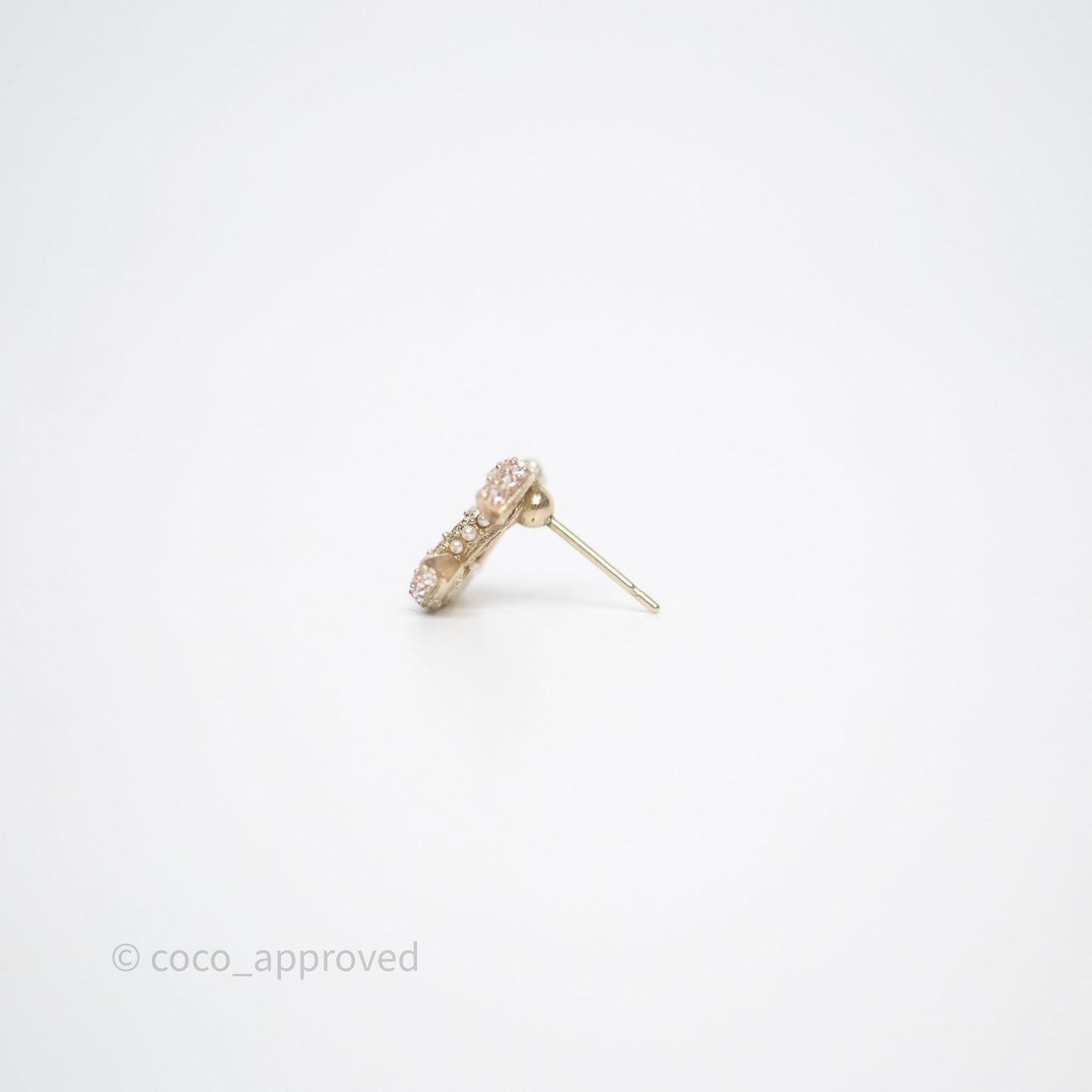 Chanel Crystal Pearl CC Earrings Gold Tone 22B