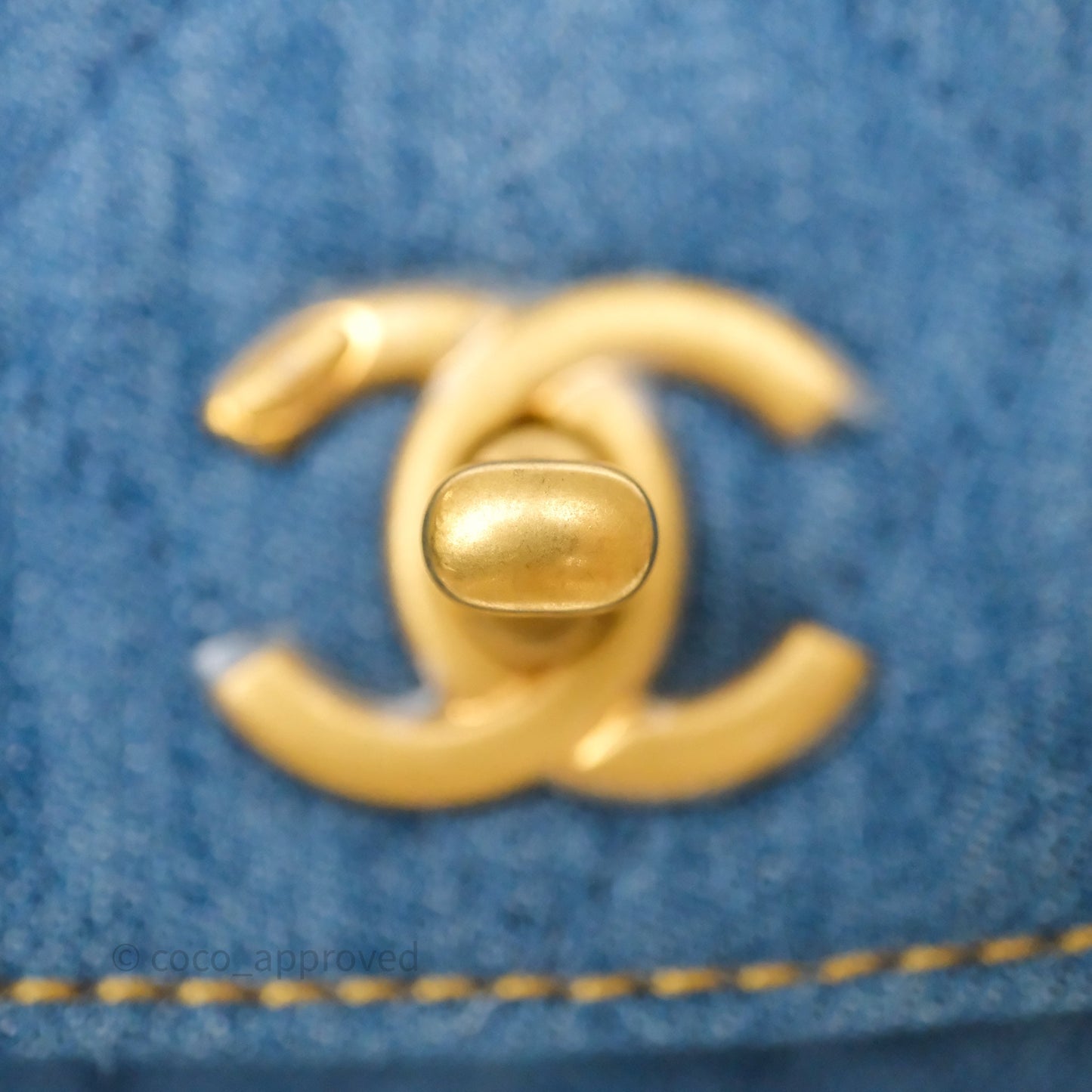 Chanel Double Pocket Hobo Bag Blue Denim Aged Gold Hardware